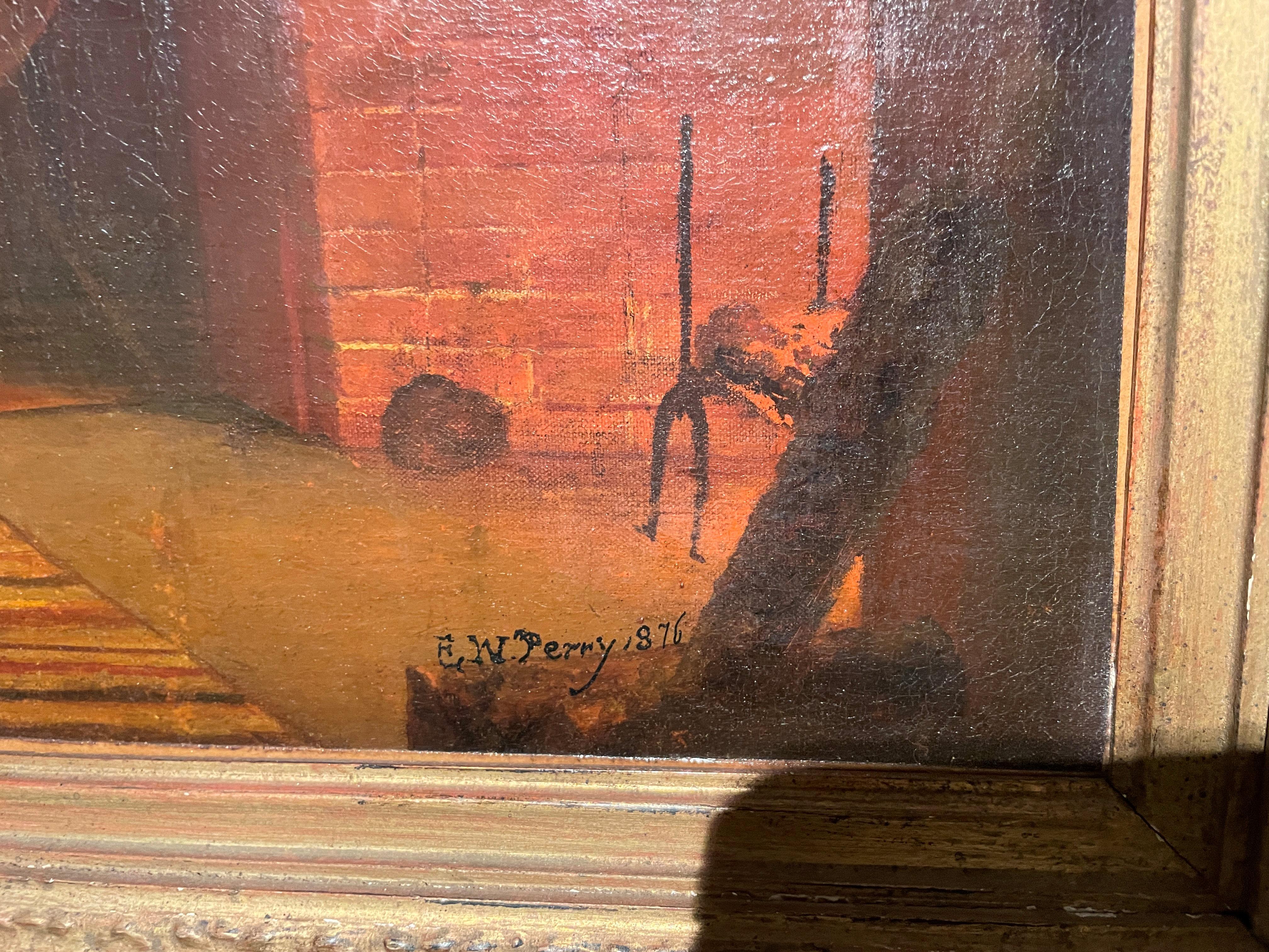 « A Quiet Afternoon », Enoch Wood Perry, Scène de genre Mère et enfant au foyer - Hudson River School Painting par Enoch Wood Perry Jr.