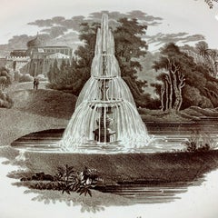 Enoch Wood & Sons English Staffordshire ‘Fountain’ Brown Transferware Platter