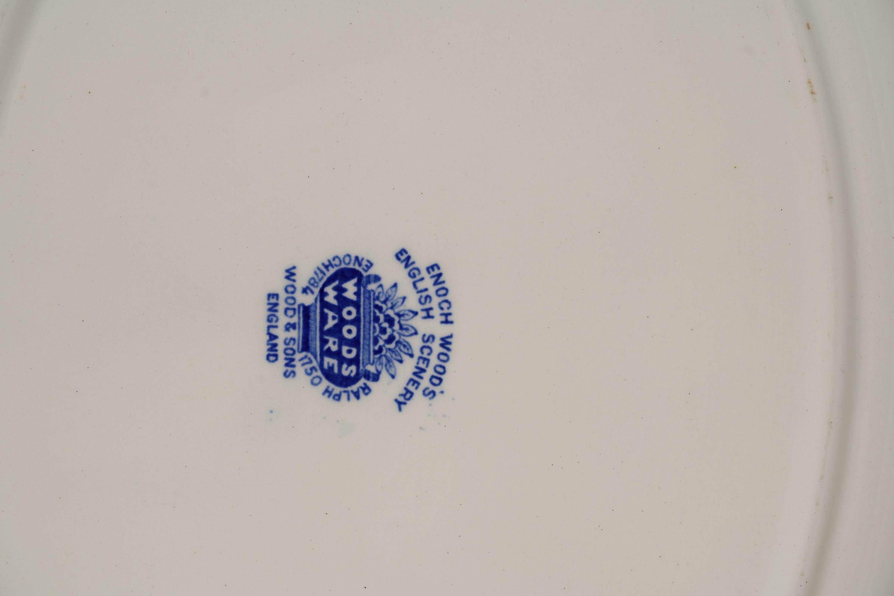 Plat décoratif anglais bleu et blanc d'Enoch Wood, Angleterre en vente 4