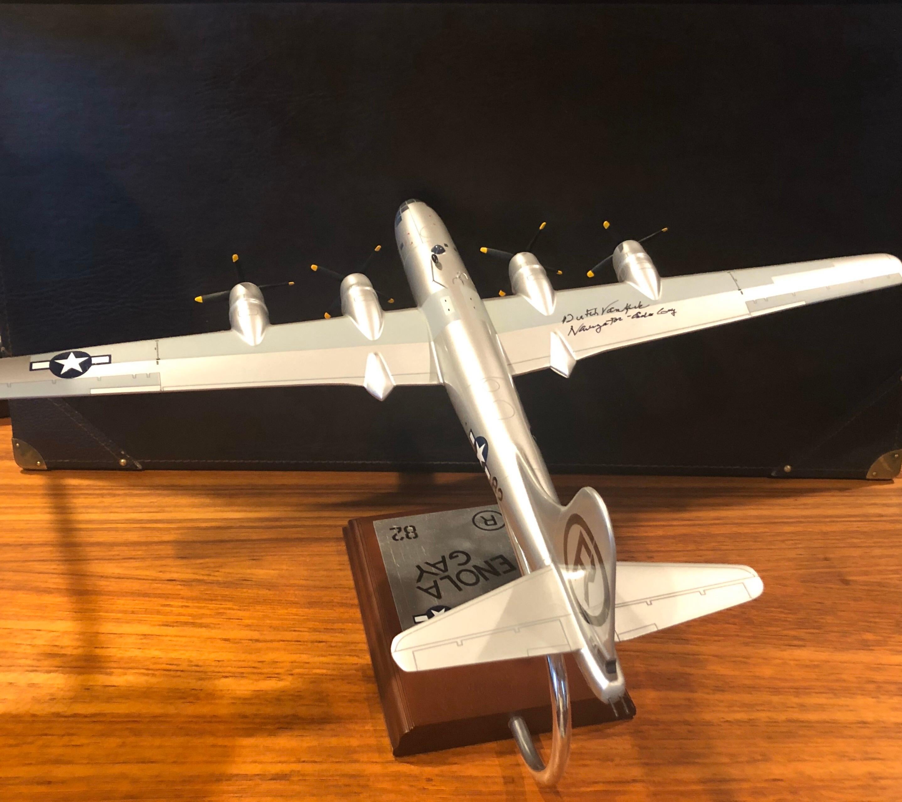 Contemporary Enola Gay B-29 Bomber Model Airplane Signed by Navigator Dutch Van Kirk WW II
