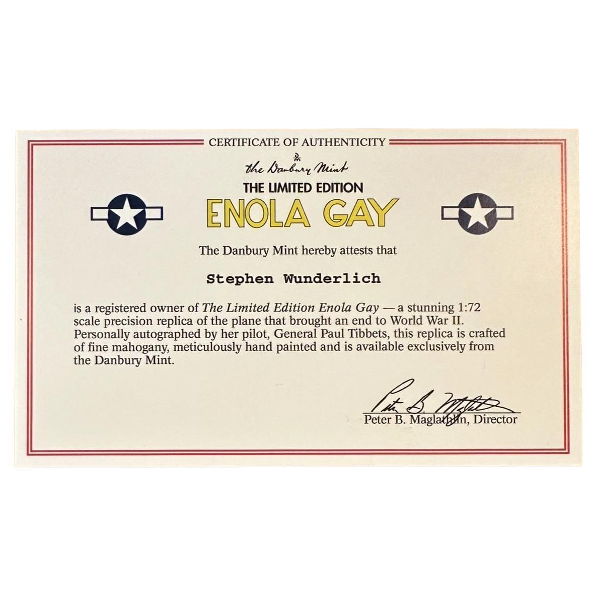 Enola Gay B-29 Bomber Model Airplane, Signed by Pilot Paul Tibbetts WW II For Sale 1