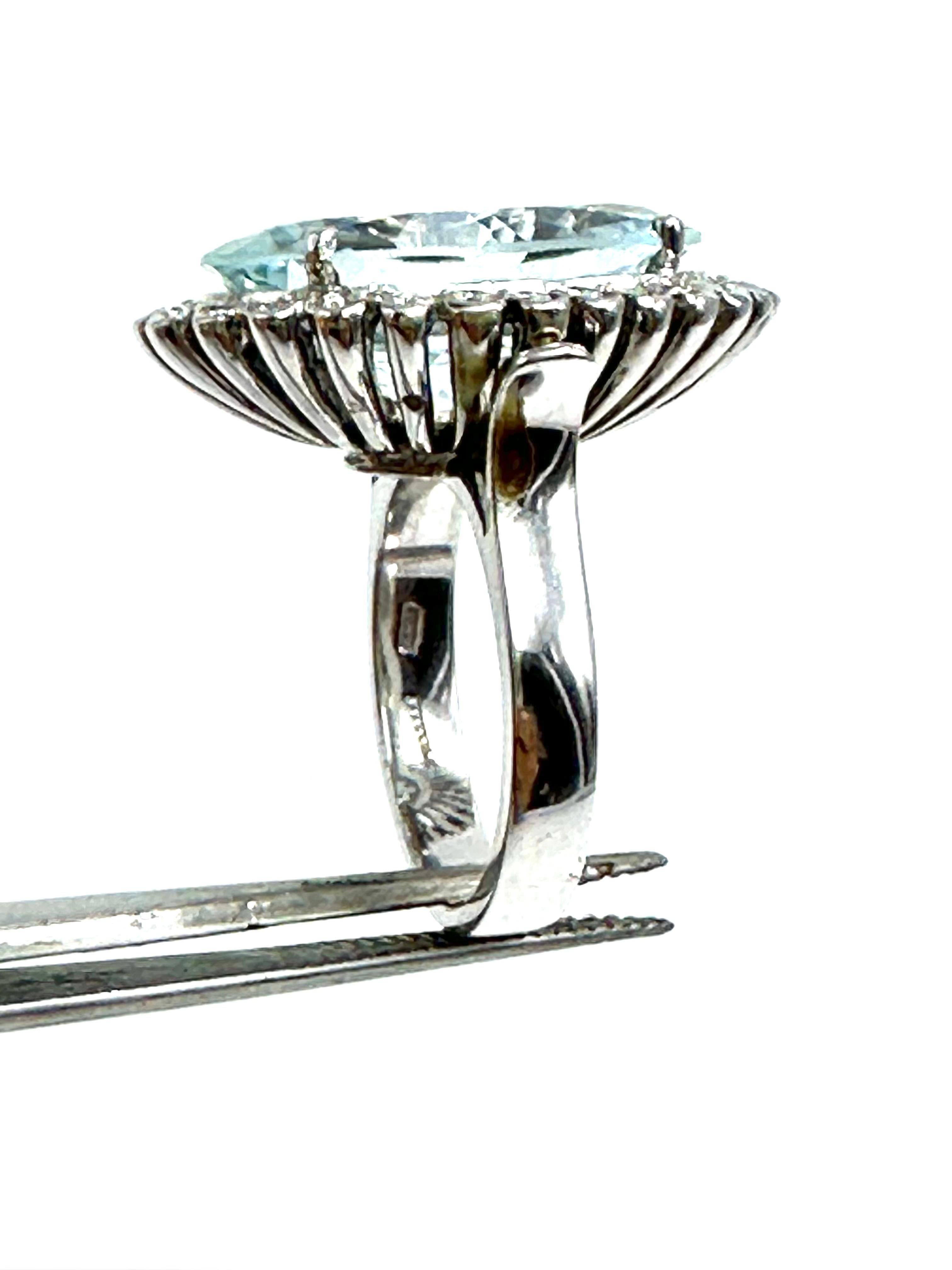 Enorme anello con acquamarina e diamanti 4