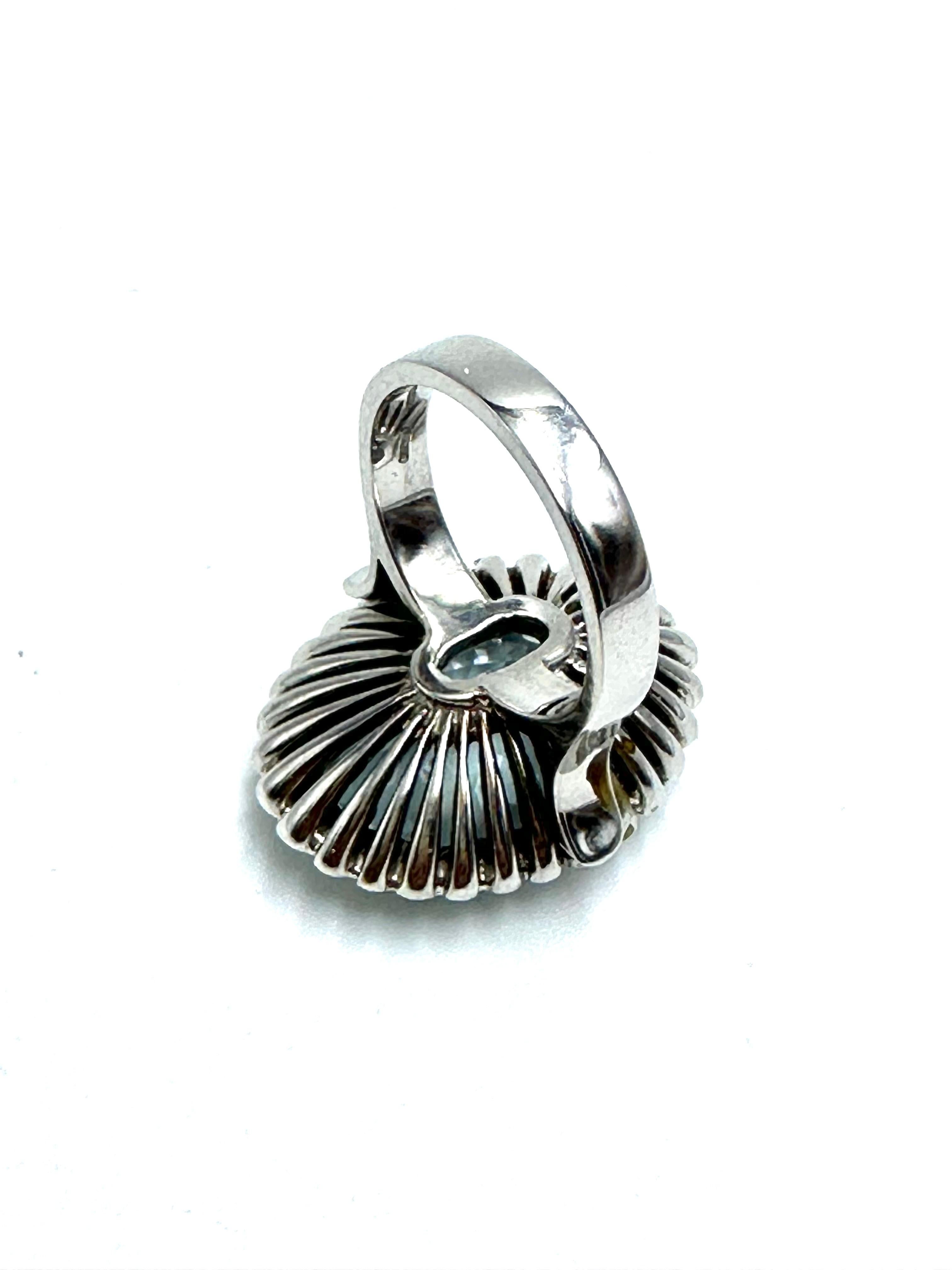 Contemporary Enorme anello con acquamarina e diamanti