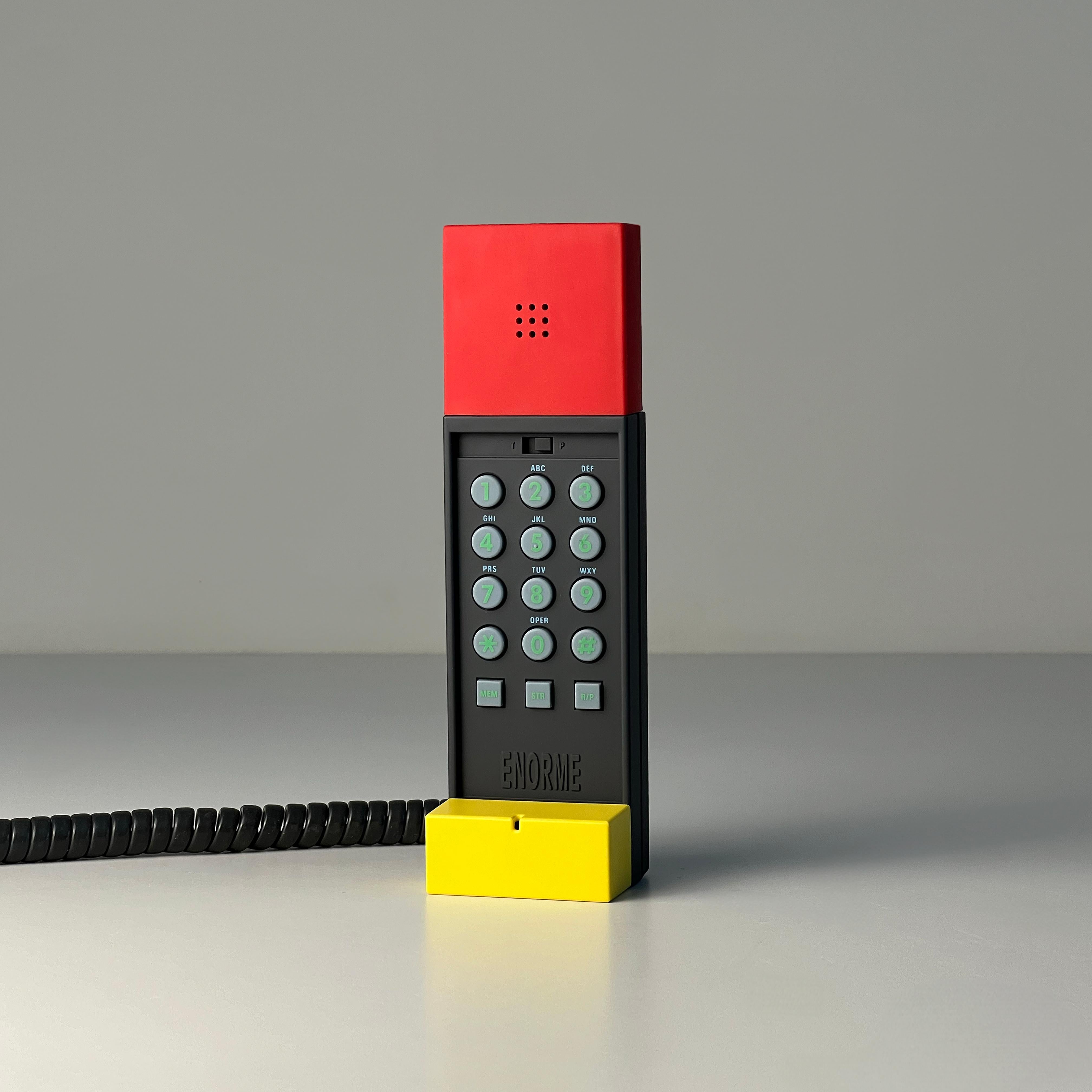 Italian Enorme Telephone Handset designed by Ettore Sottsass for Brondi, Italy 1986