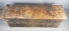 Enormous 18th Century Carved and Painted Pine Coffer