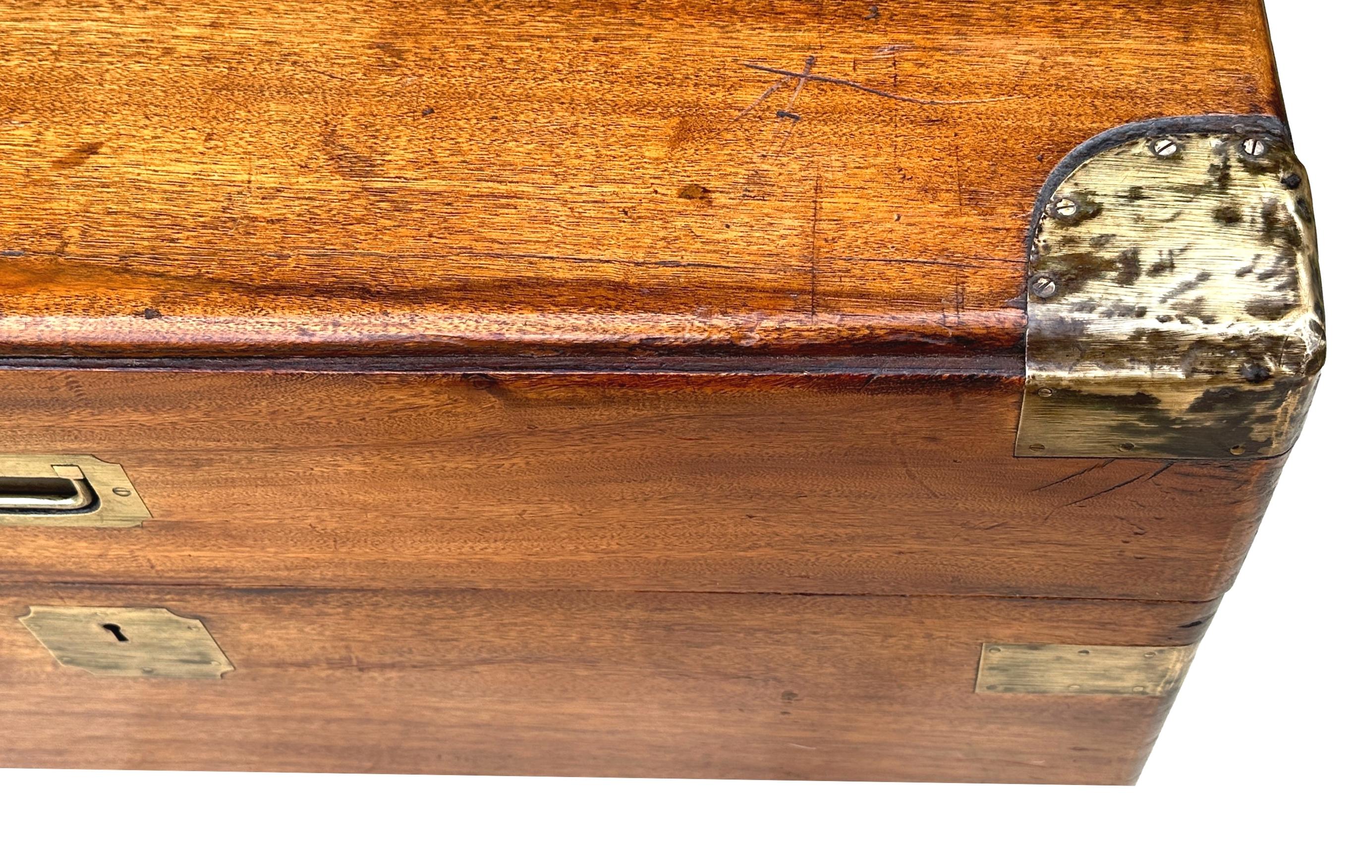 English Enormous 19th Century Camphor Campaign Trunk