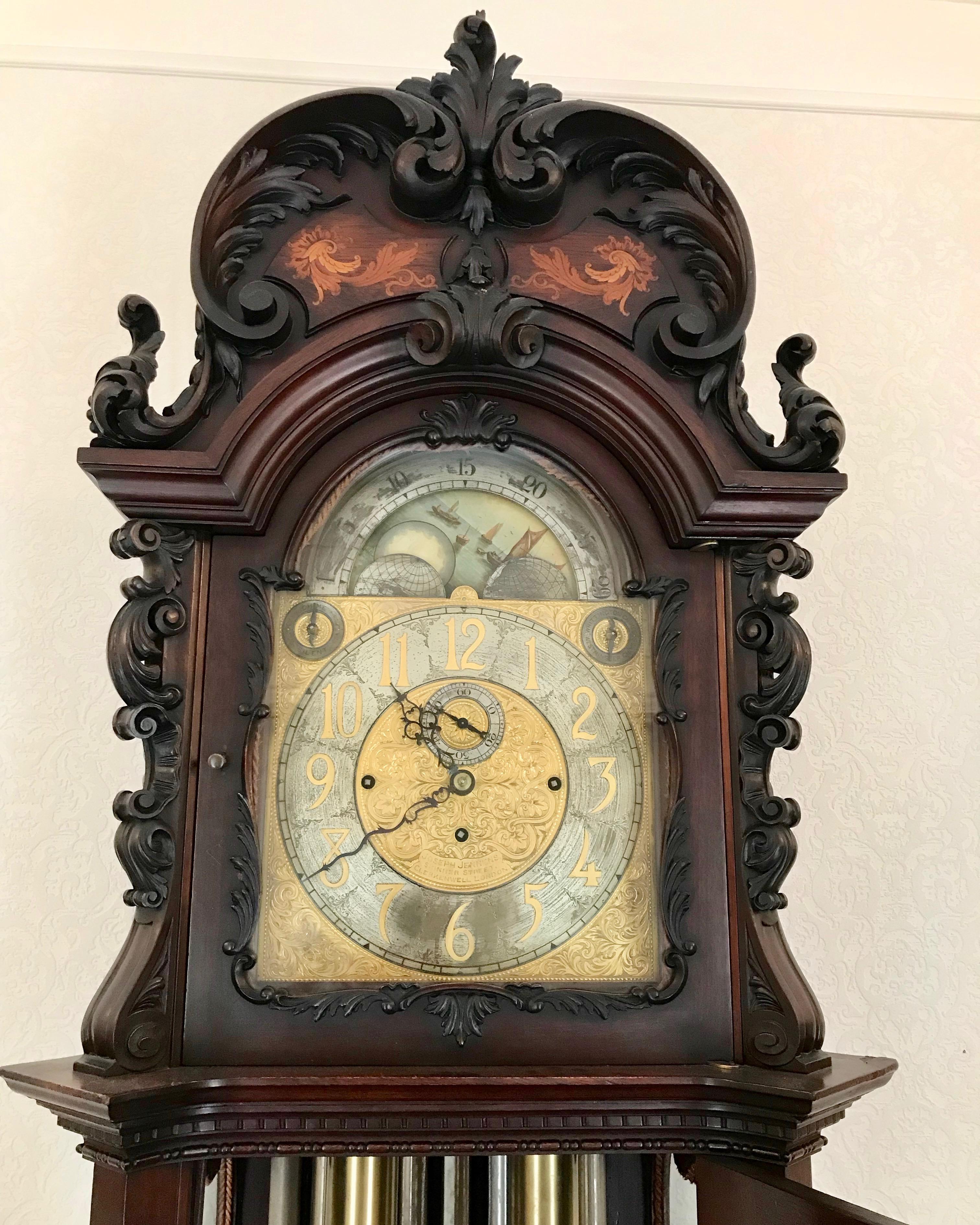 Énorme horloge anglaise à grand boîtier du 19ème siècle en vente 4
