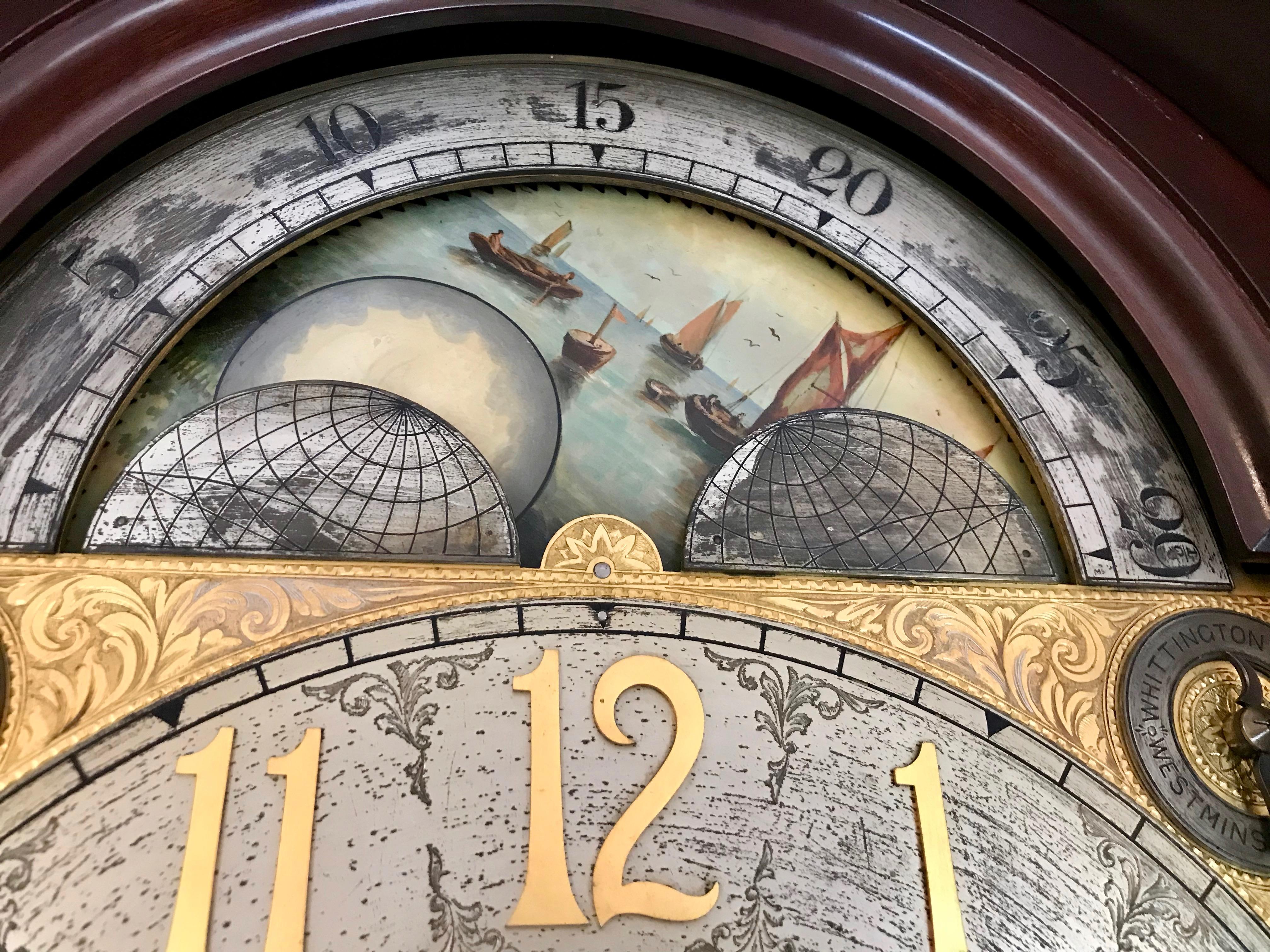 Énorme horloge anglaise à grand boîtier du 19ème siècle en vente 7