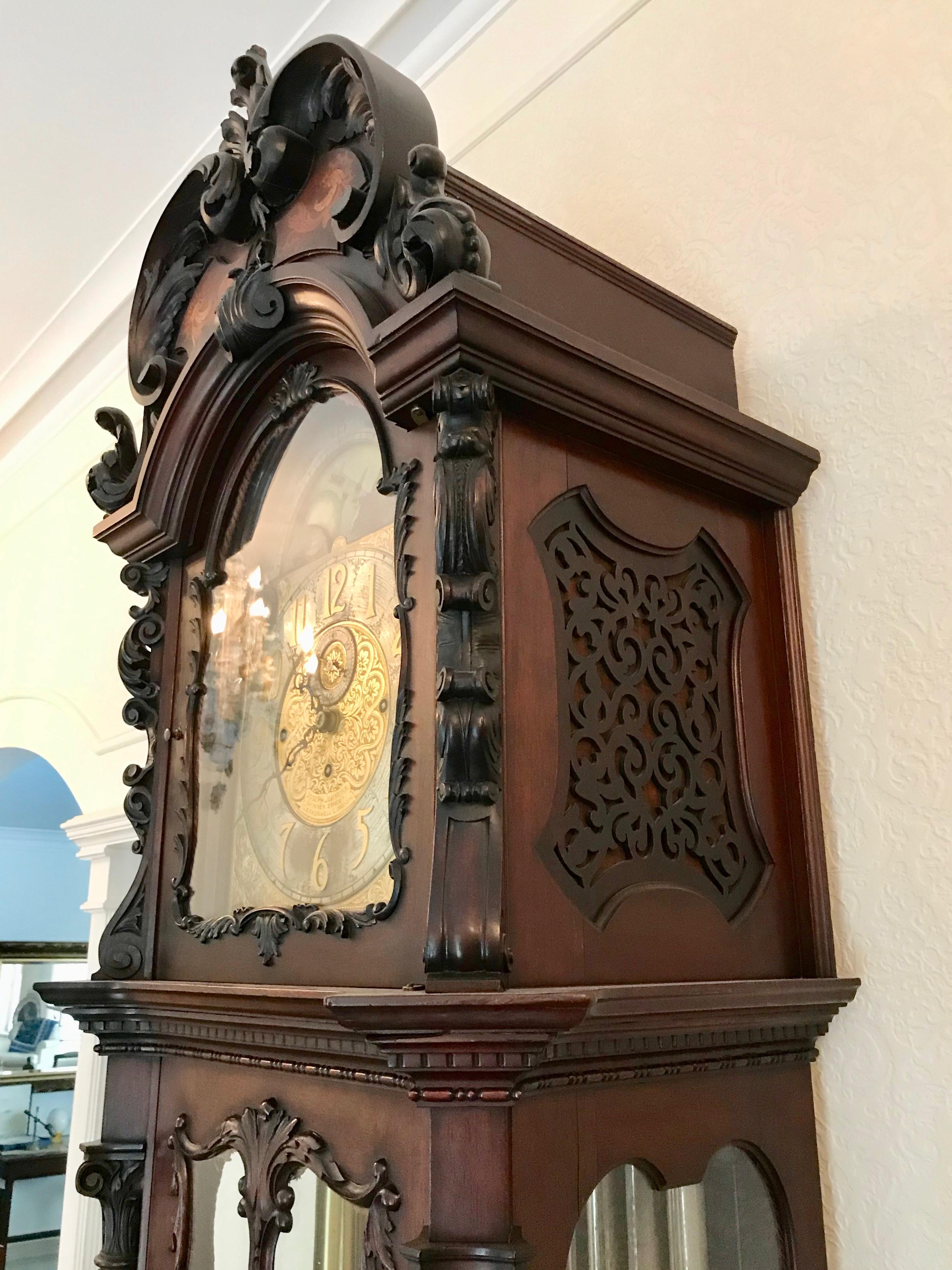 Énorme horloge anglaise à grand boîtier du 19ème siècle en vente 13