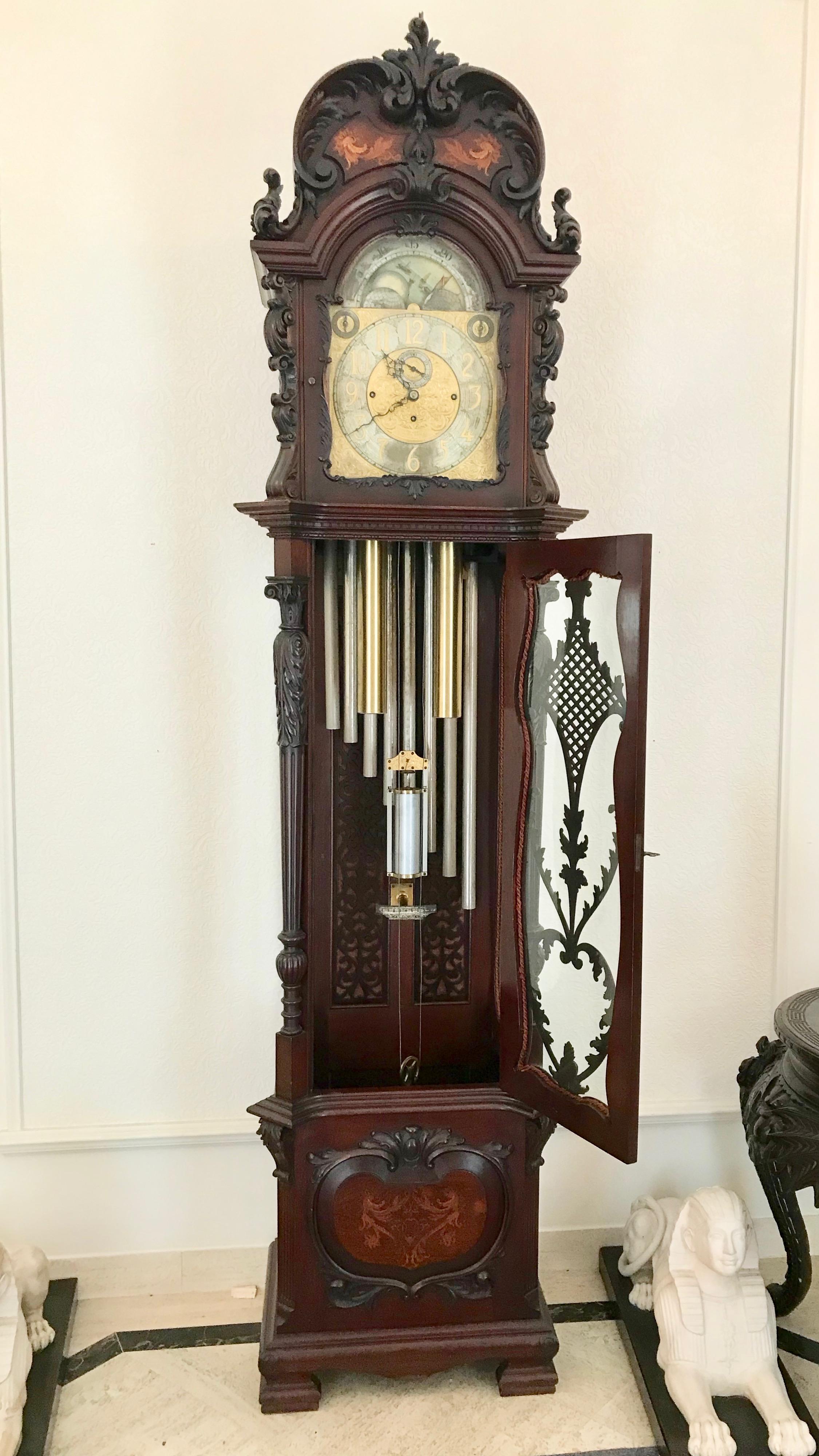 XIXe siècle Énorme horloge anglaise à grand boîtier du 19ème siècle en vente