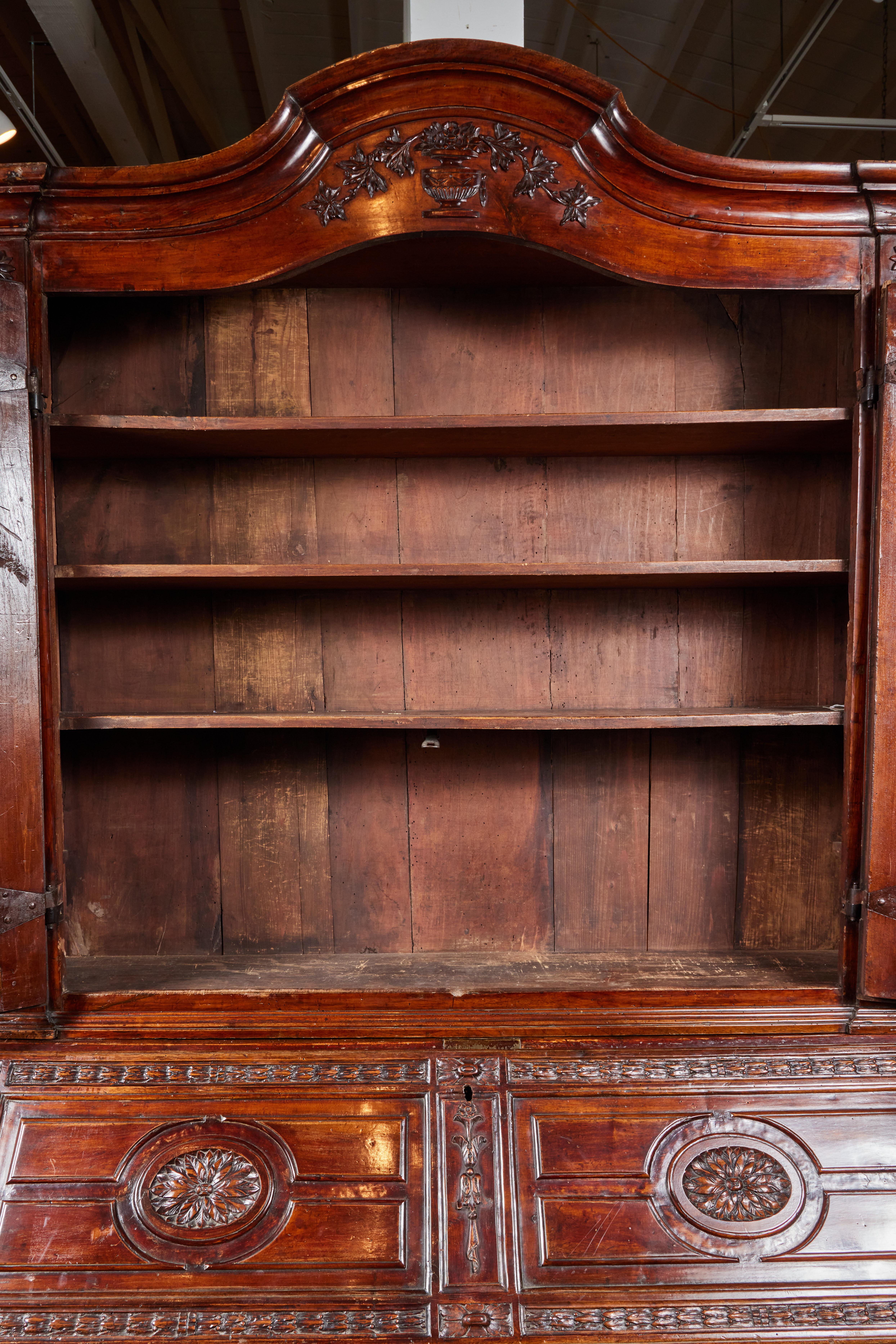 Northern Italian Walnut Two-Part Secretary For Sale 2