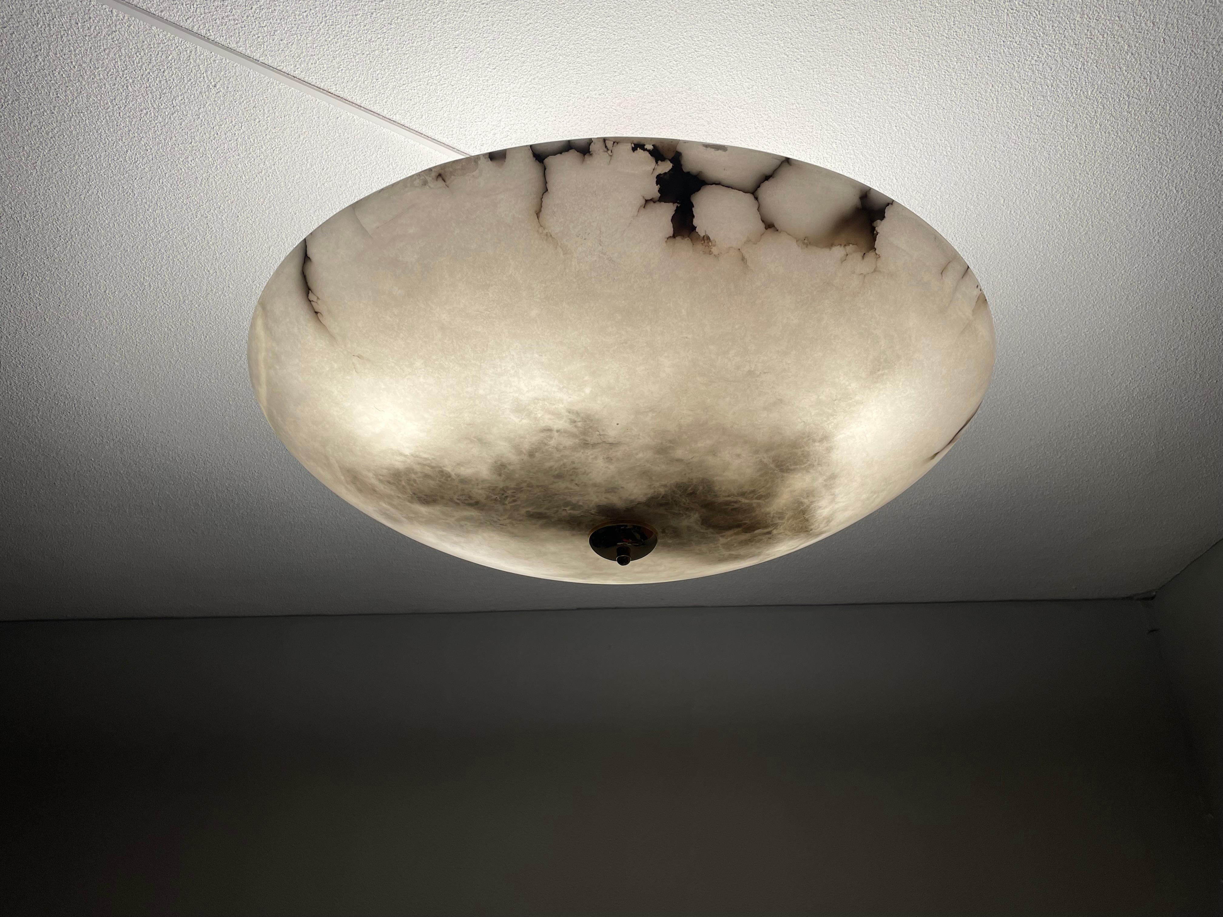 Enormous 30Ø Flush Mount / Pendant with Stunning Full Moon-Like Alabaster Shade 3