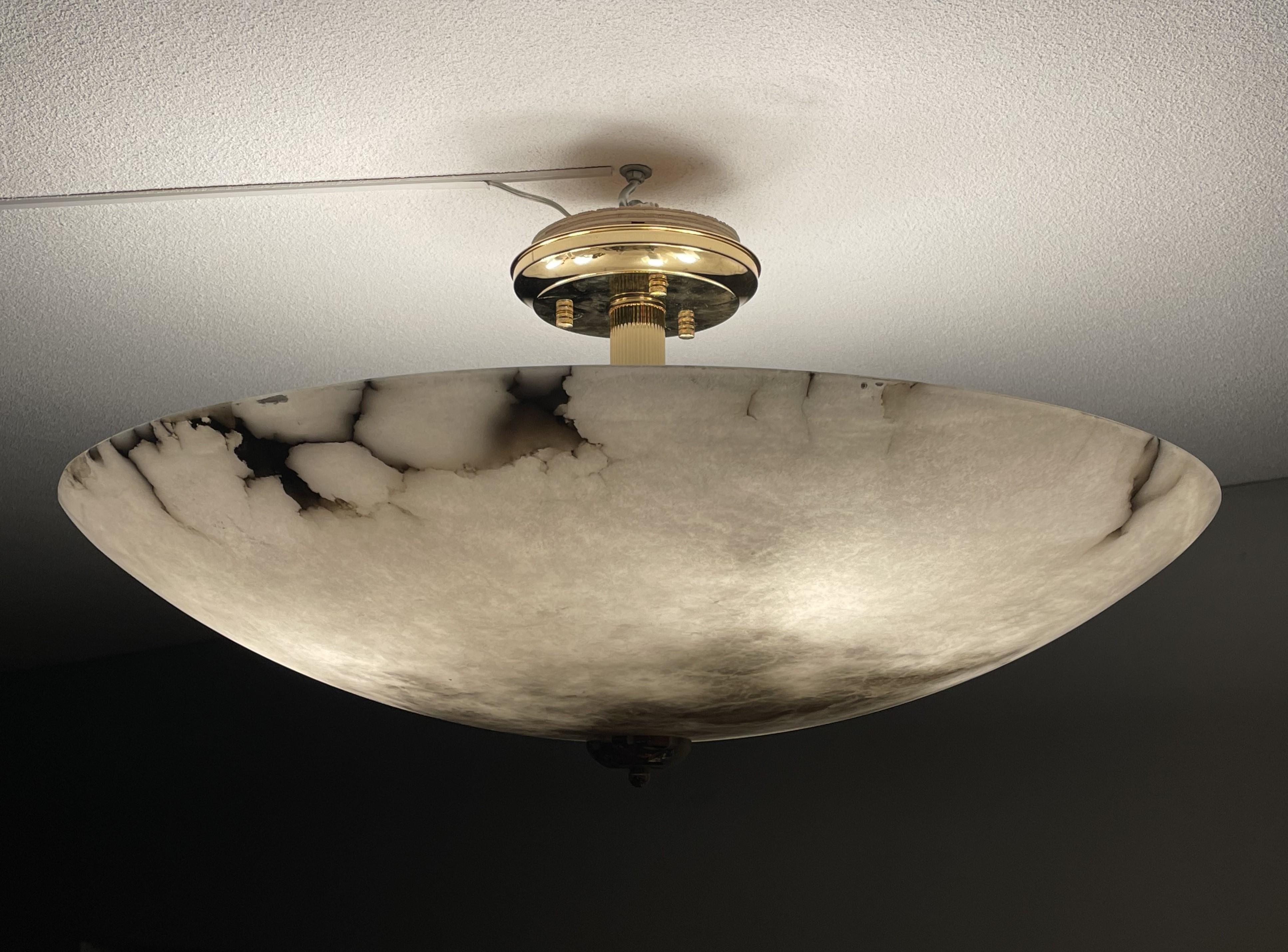 Enormous 30Ø Flush Mount / Pendant with Stunning Full Moon-Like Alabaster Shade 7