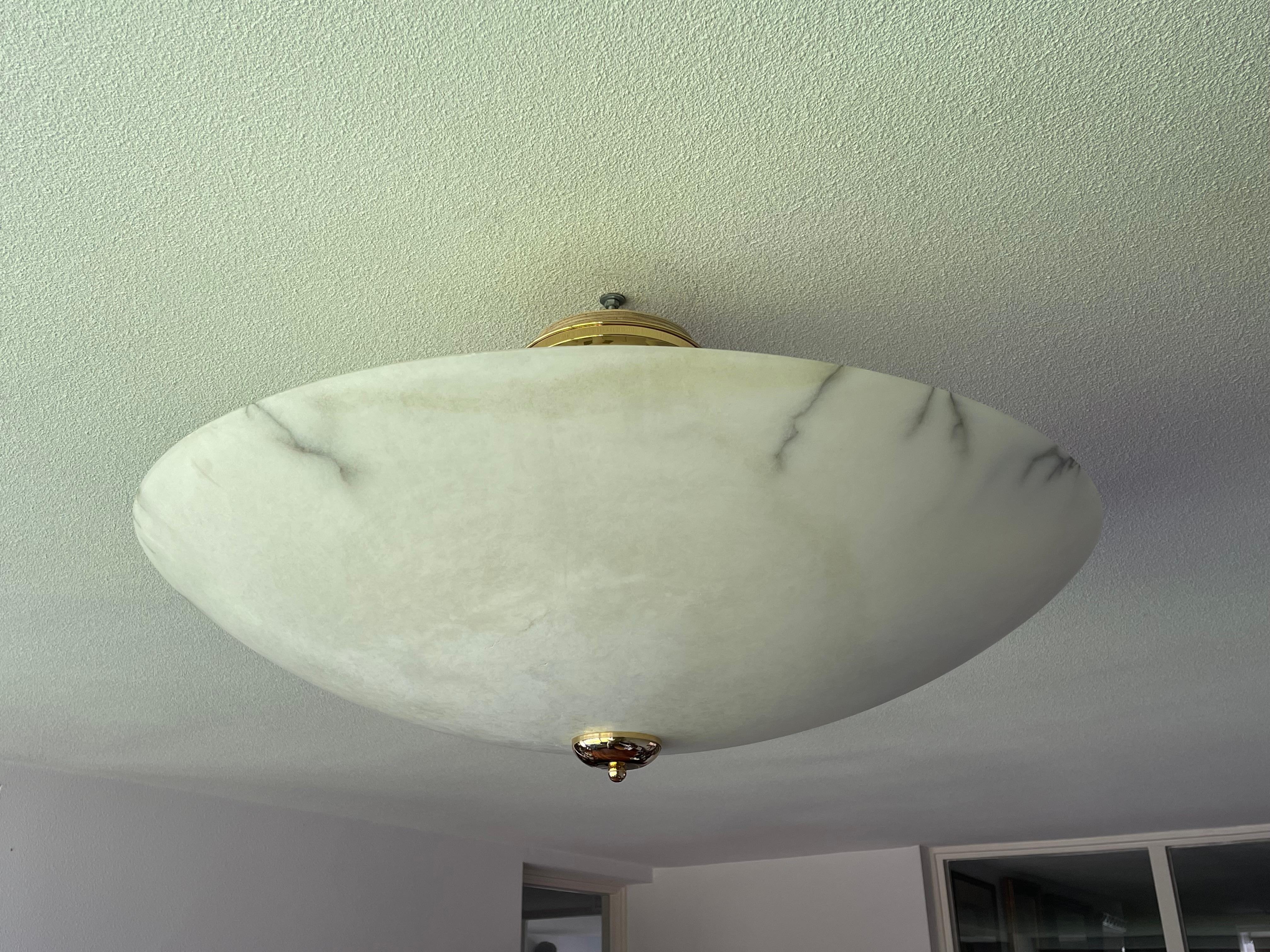 Enormous 30Ø Flush Mount / Pendant with Stunning Full Moon-Like Alabaster Shade 8