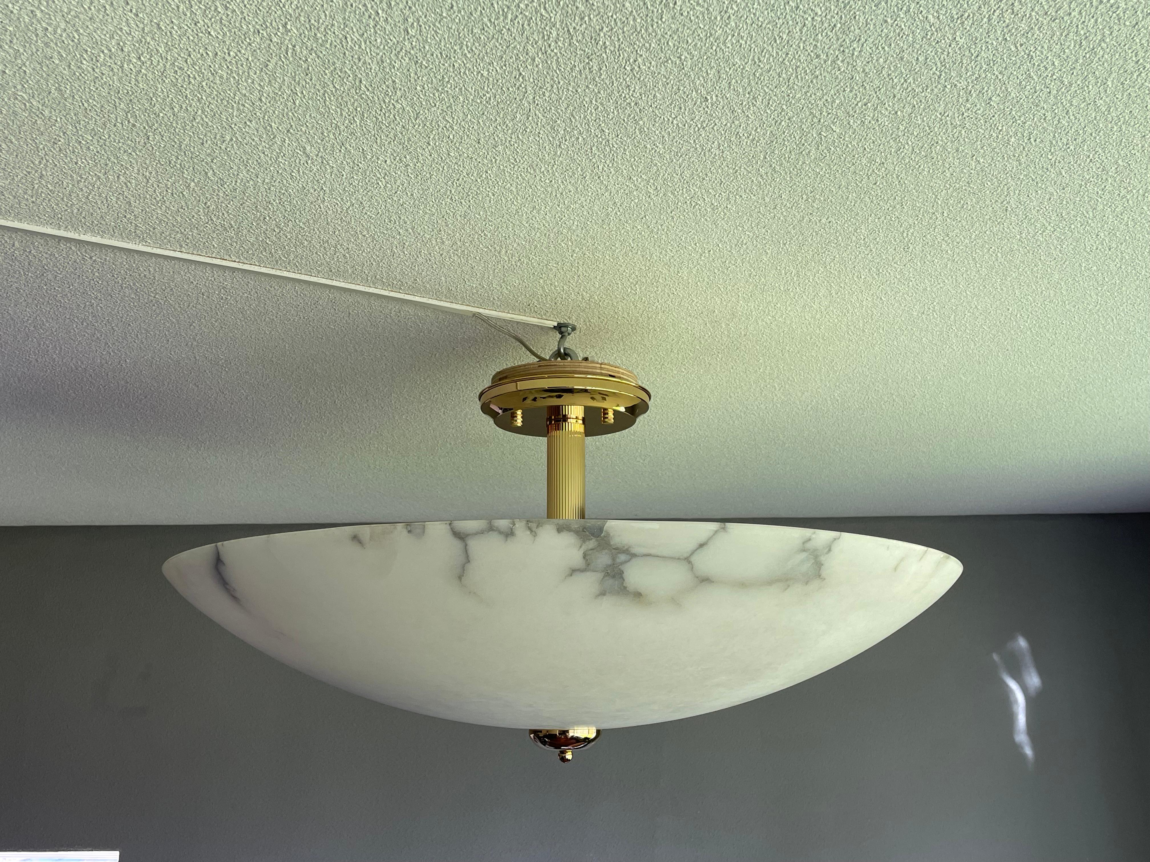 Enormous 30Ø Flush Mount / Pendant with Stunning Full Moon-Like Alabaster Shade 9