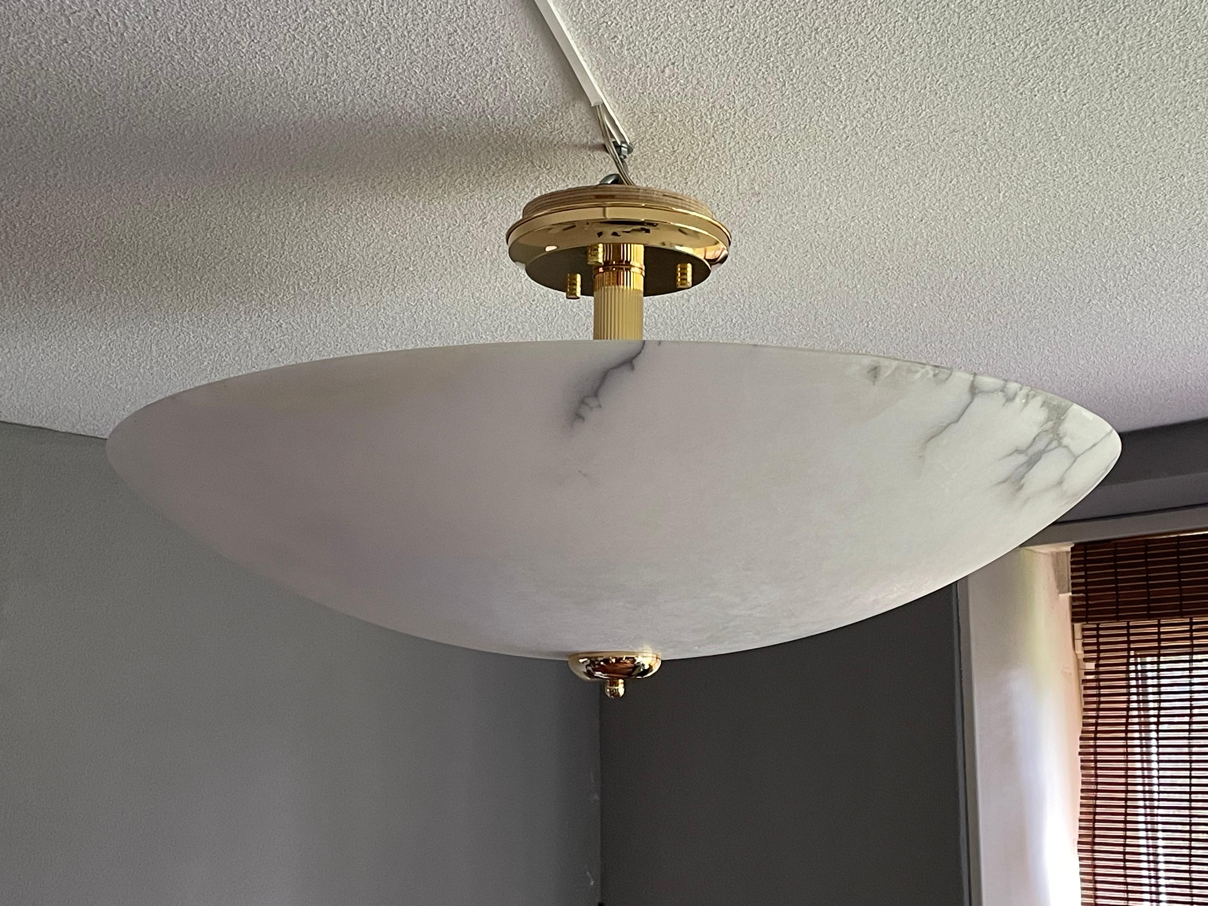 Enormous 30Ø Flush Mount / Pendant with Stunning Full Moon-Like Alabaster Shade 10
