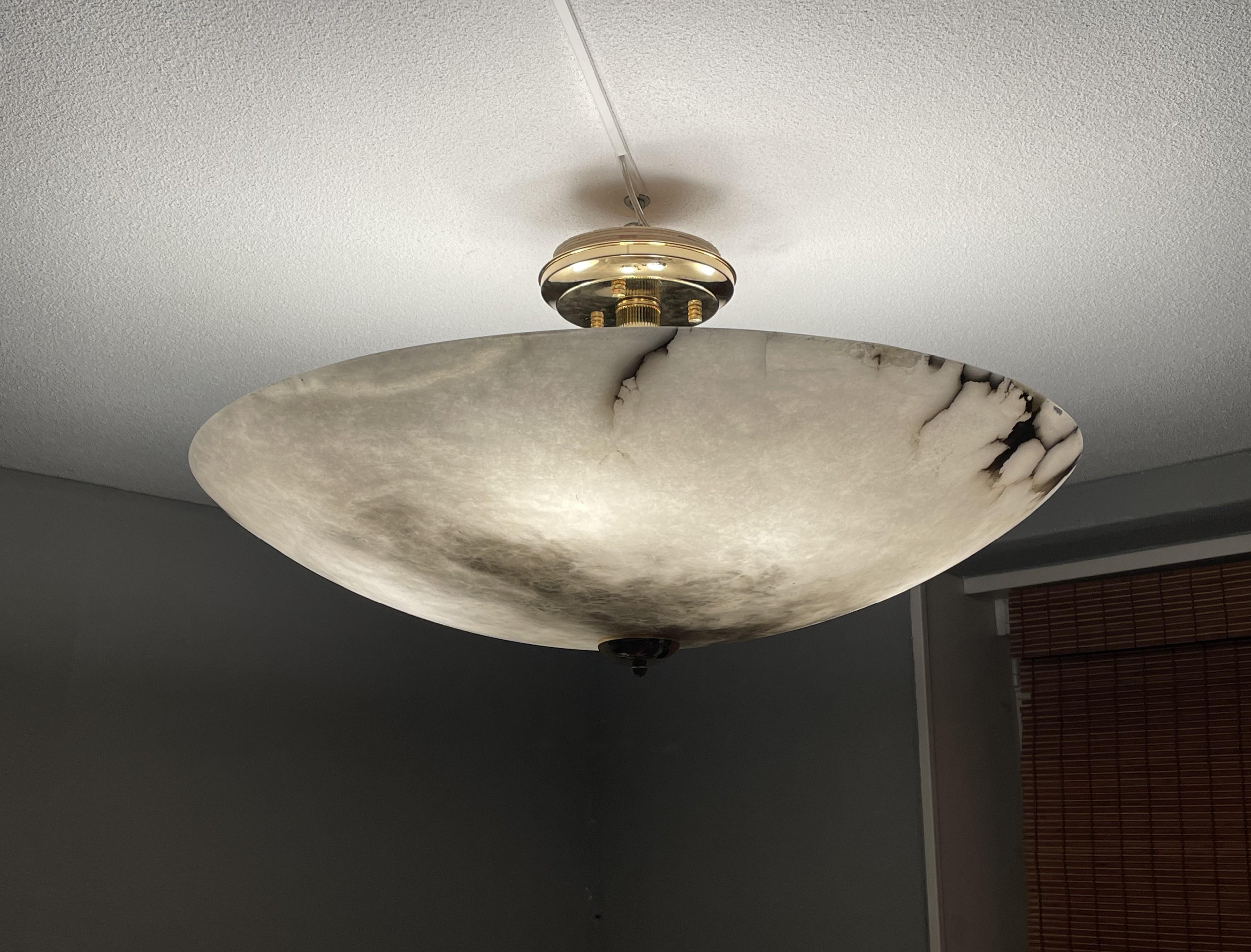 Enormous 30Ø Flush Mount / Pendant with Stunning Full Moon-Like Alabaster Shade 11