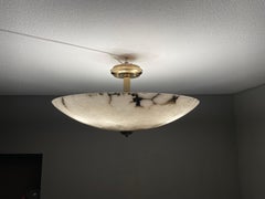 Enormous 30Ø Flush Mount / Pendant with Stunning Full Moon-Like Alabaster Shade