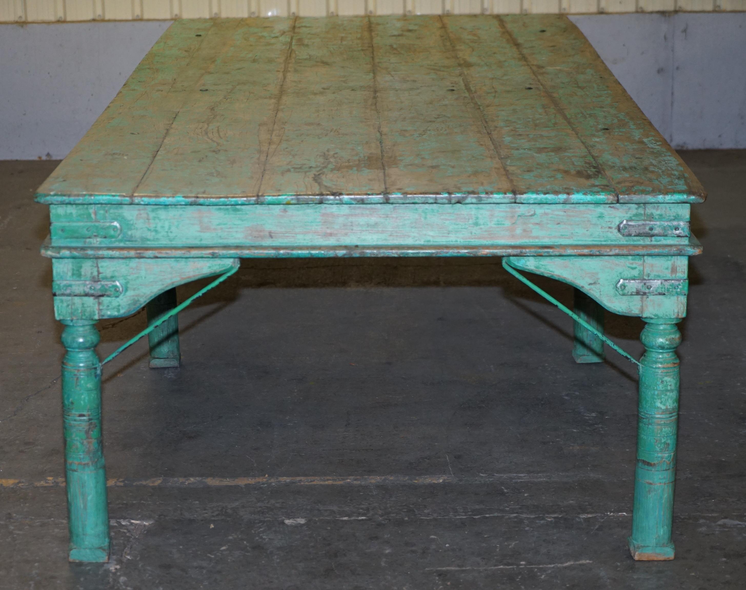 Enormous Original Paint Anglo Indian Teak Magistrates Table Special For Sale 3