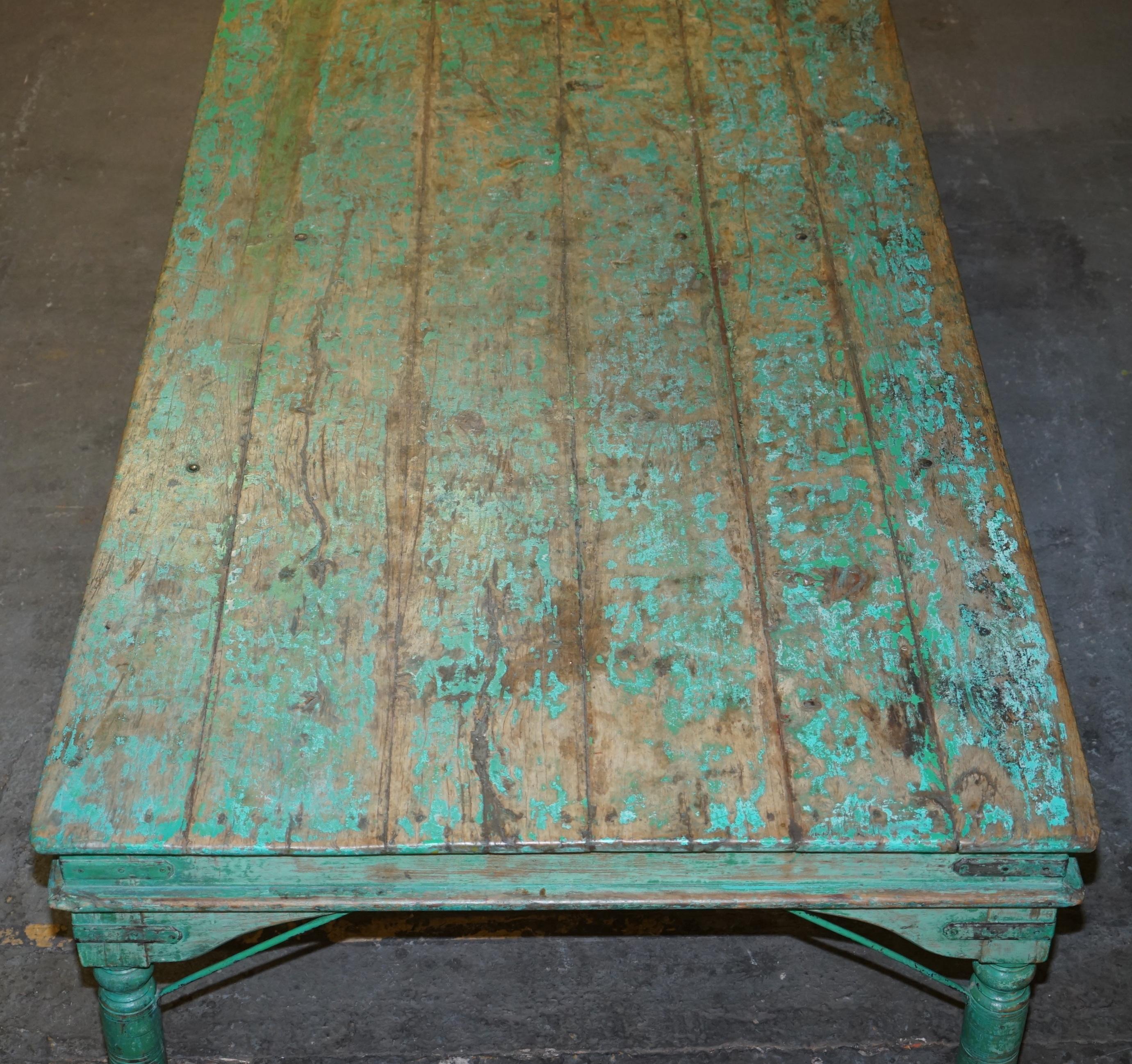 Enormous Original Paint Anglo Indian Teak Magistrates Table Special For Sale 6