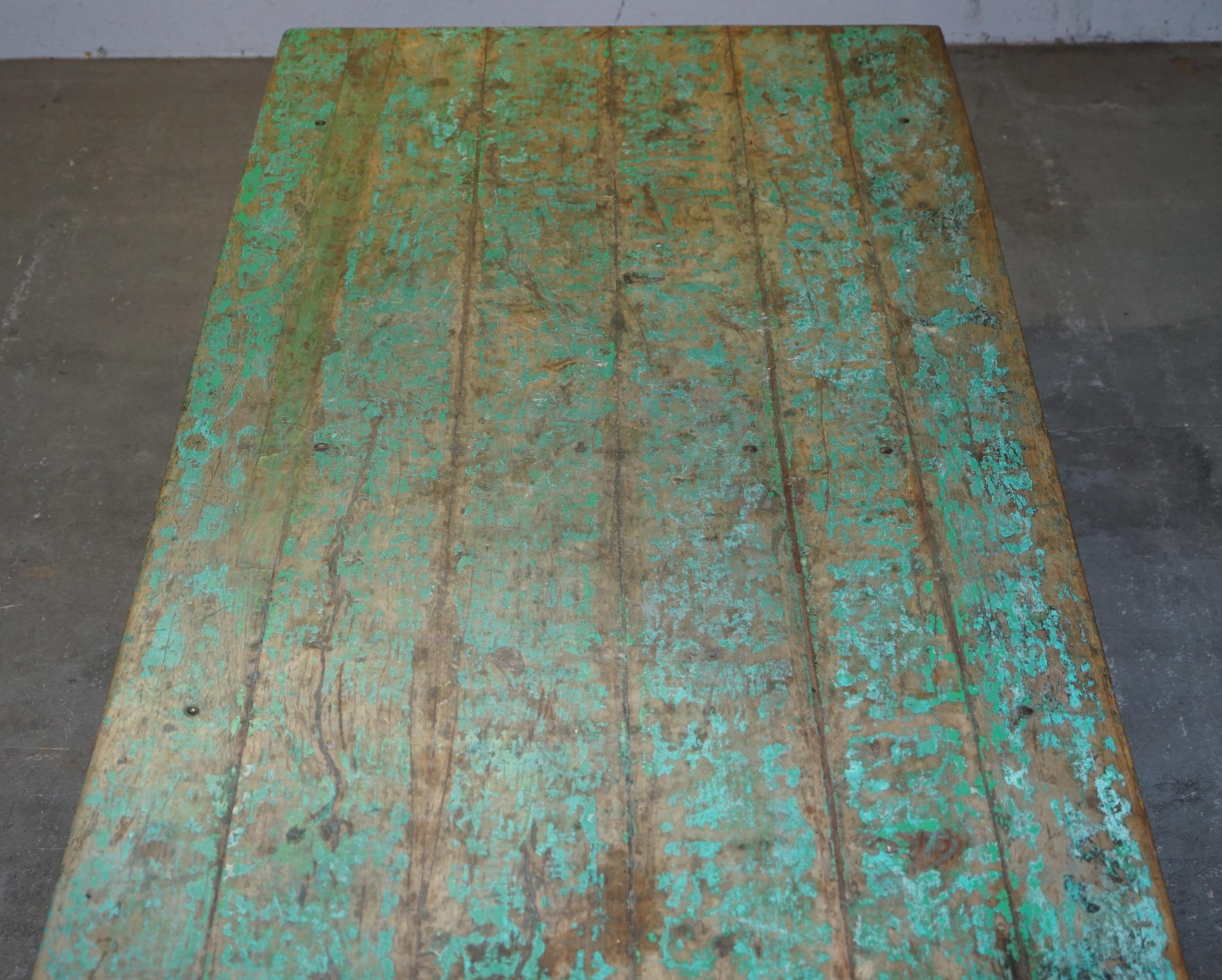 Enormous Original Paint Anglo Indian Teak Magistrates Table Special For Sale 7