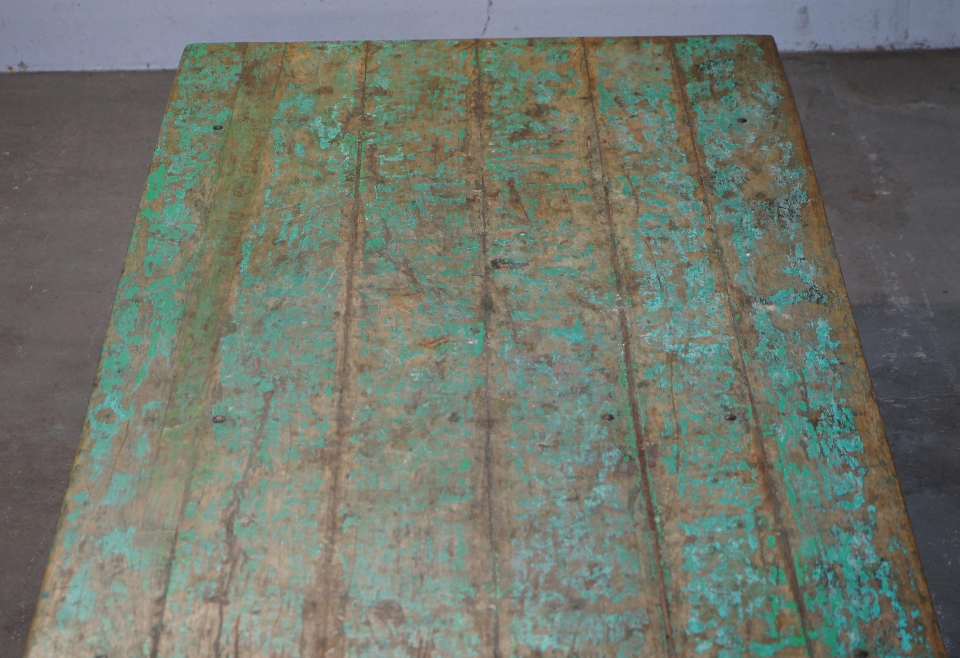 Enormous Original Paint Anglo Indian Teak Magistrates Table Special For Sale 8