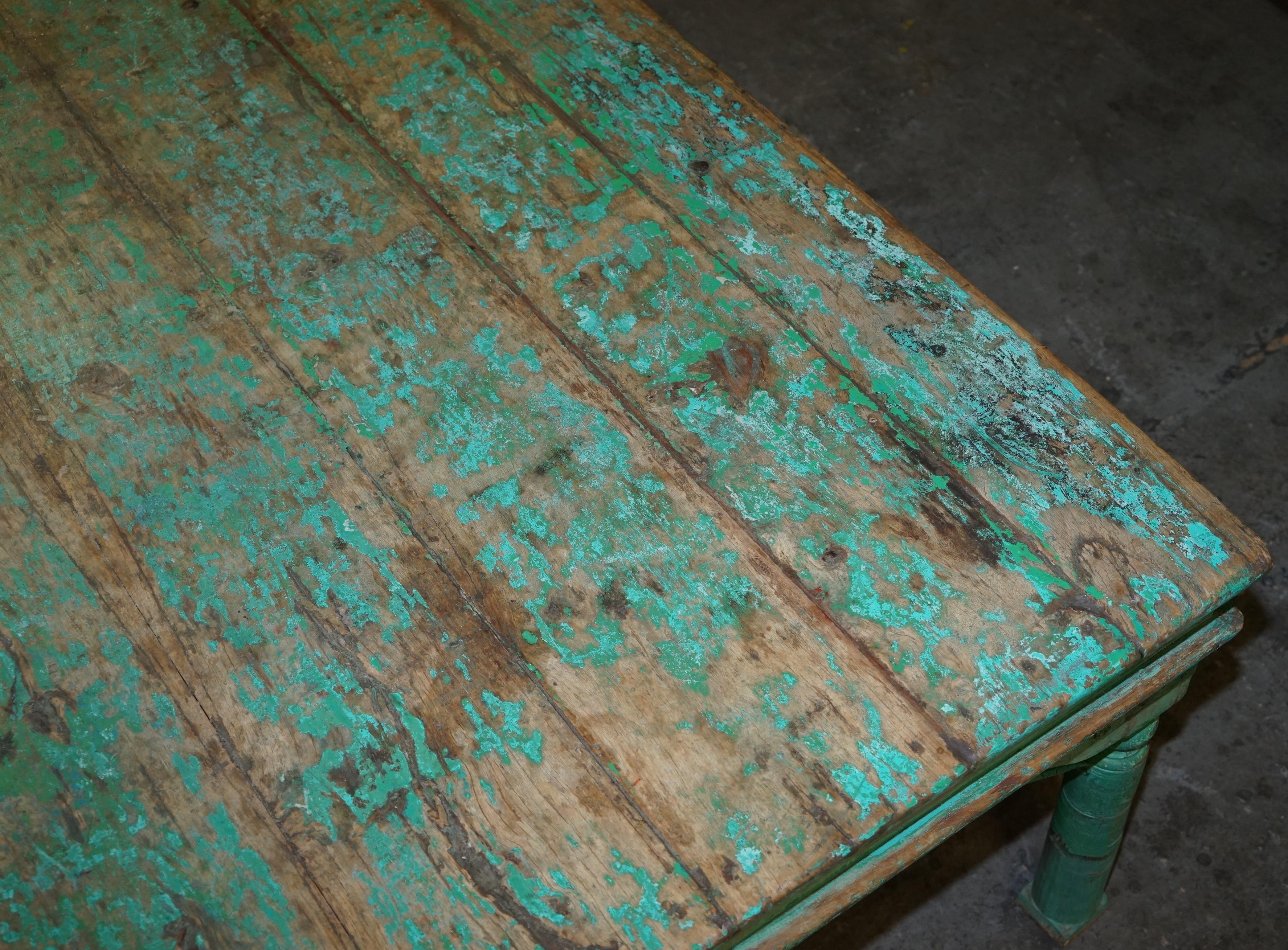 Enormous Original Paint Anglo Indian Teak Magistrates Table Special For Sale 9