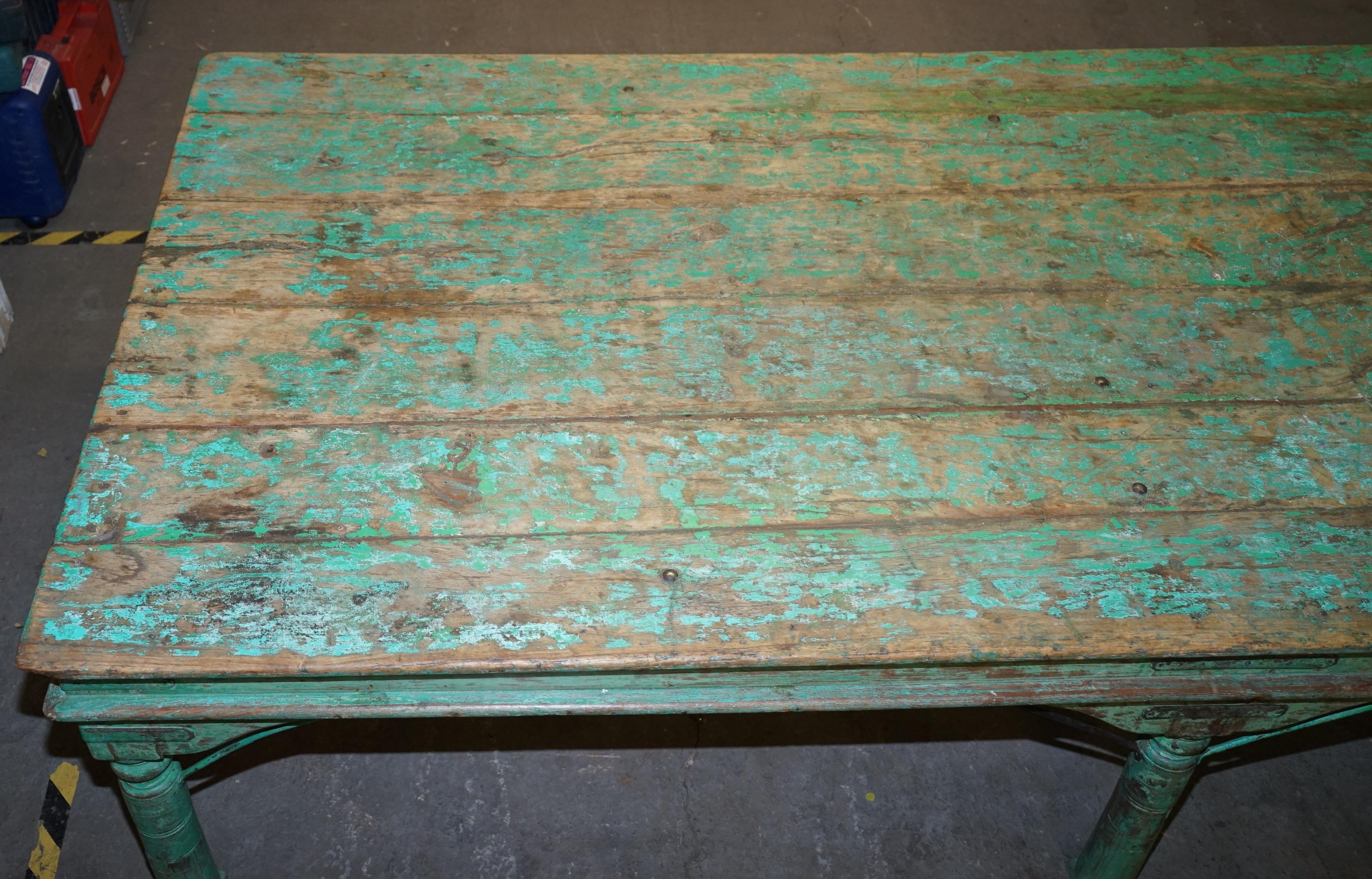 Enormous Original Paint Anglo Indian Teak Magistrates Table Special For Sale 2