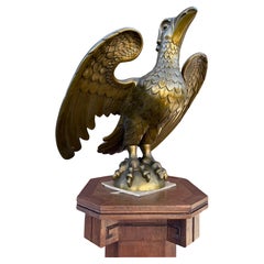 Enorme Escultura de Águila de Bronce Antiguo Soporte para Biblia de Iglesia o Atril de San Juan