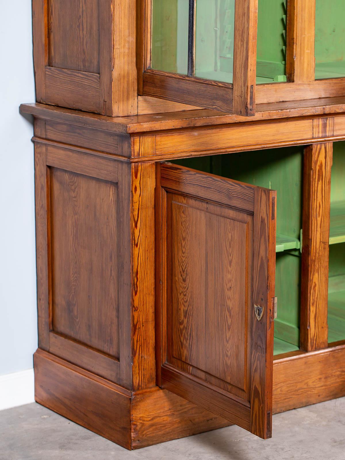 Enormous Antique French Pine Bibliothèque Bookcase Display Cabinet, circa 1850 10