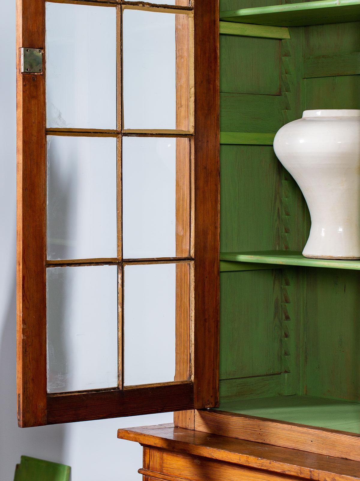 Glass Enormous Antique French Pine Bibliothèque Bookcase Display Cabinet, circa 1850