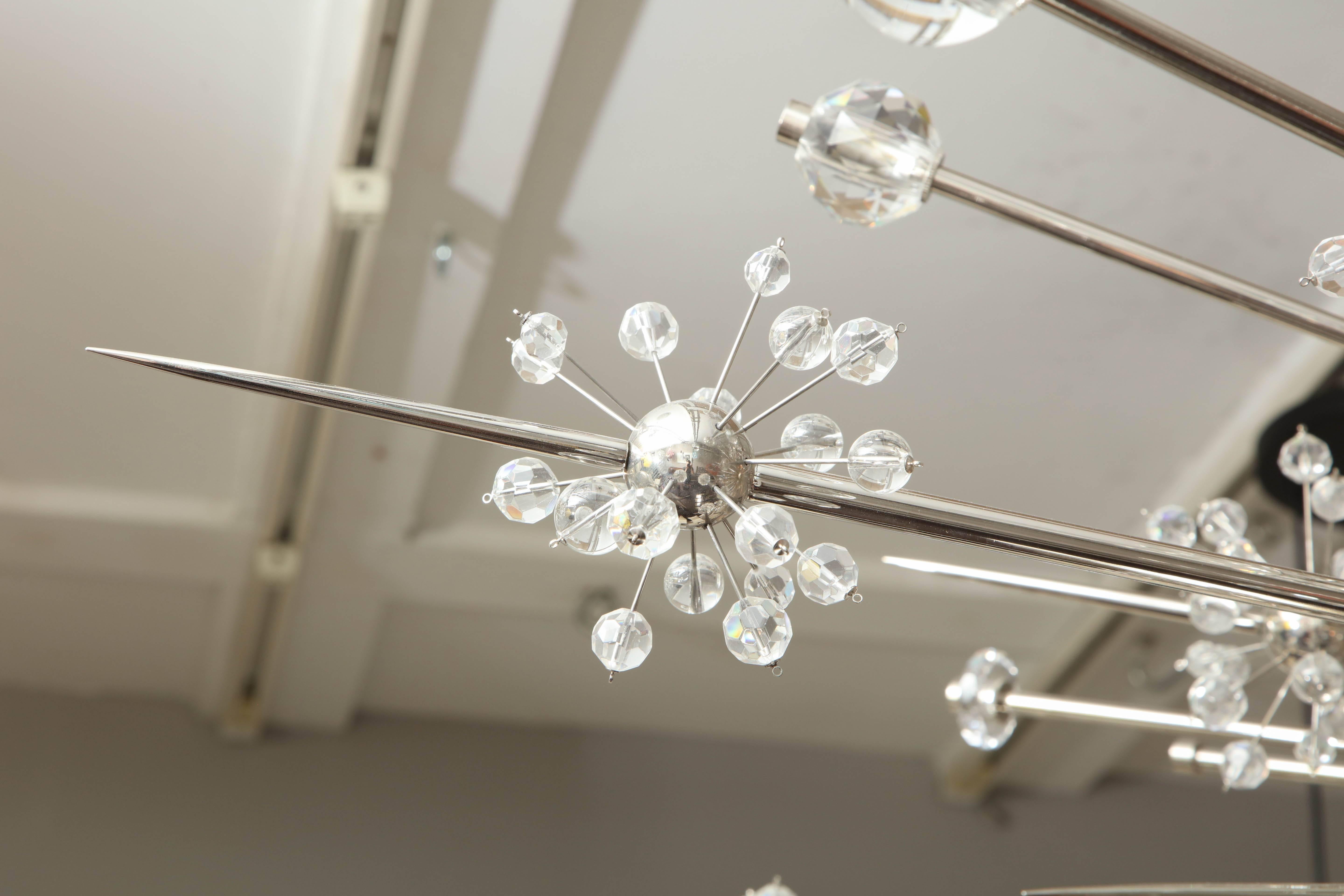 Modern Custom Enormous Austrian Crystal and Glass Rod Sputnik Chandelier For Sale