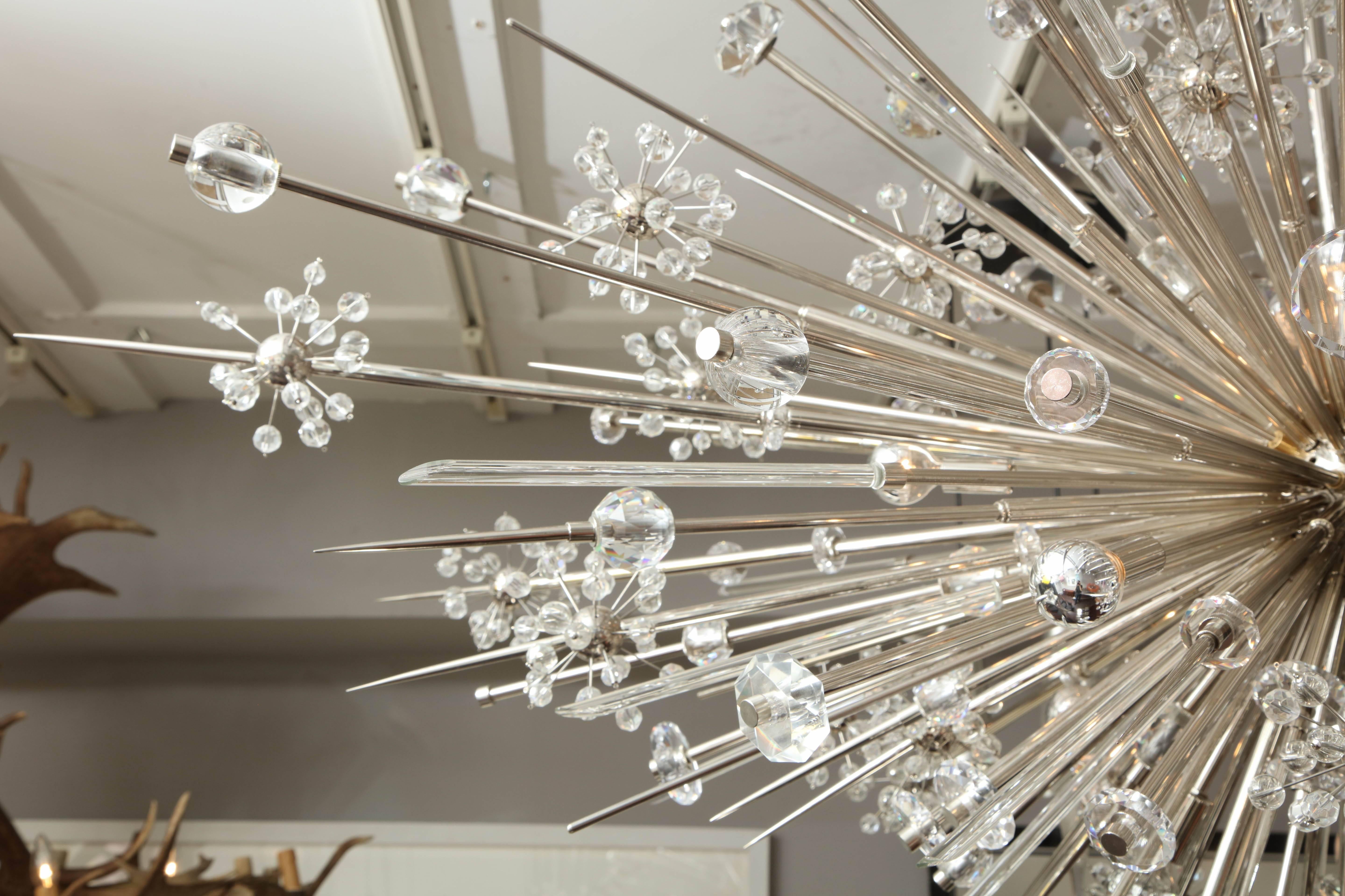 Custom Enormous Austrian Crystal and Glass Rod Sputnik Chandelier In New Condition For Sale In New York, NY