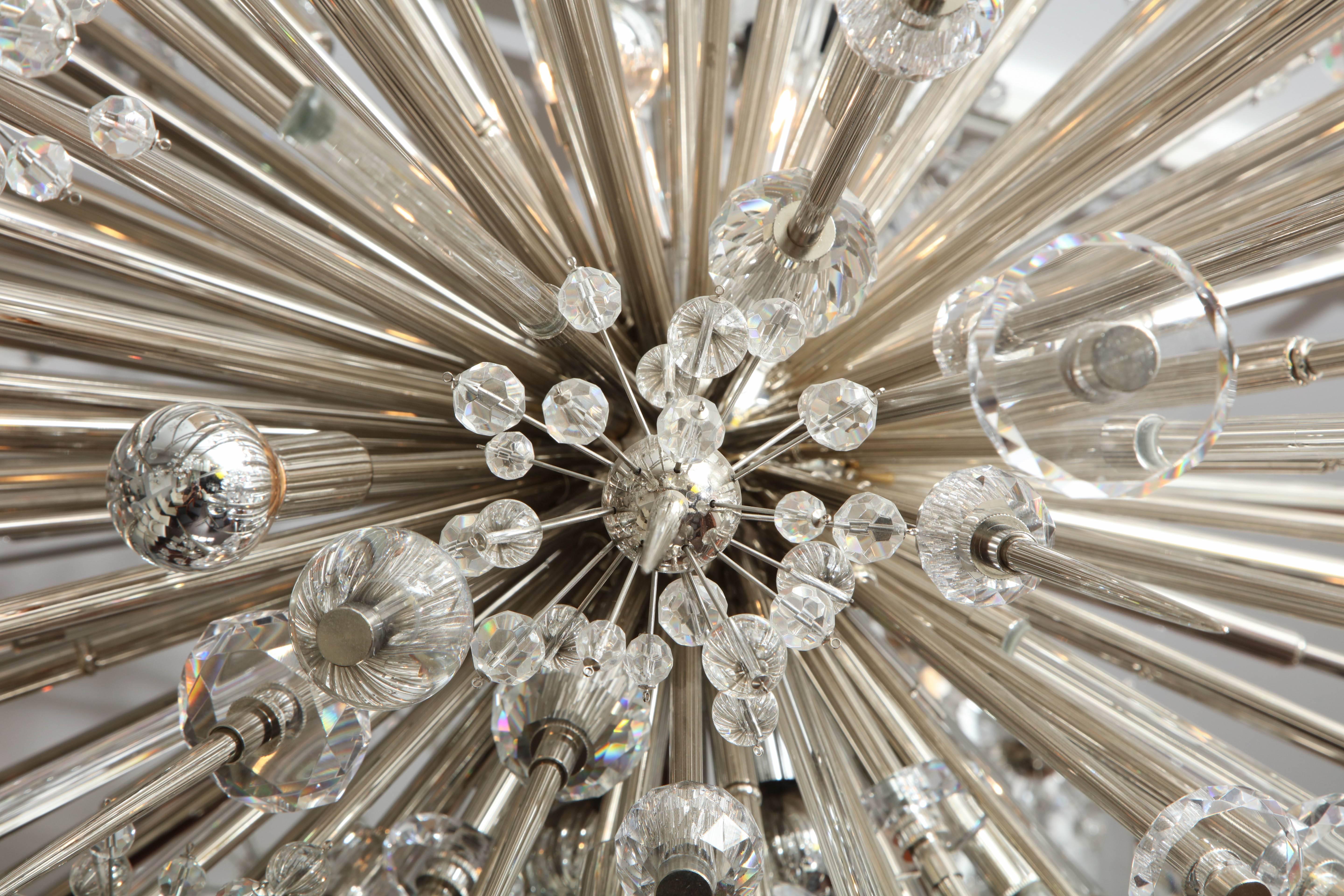 Custom Enormous Austrian Crystal and Glass Rod Sputnik Chandelier For Sale 1