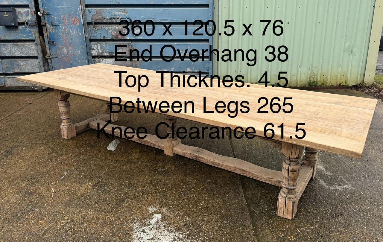 Enormous Bleached Oak Farmhouse Dining Table  For Sale 5