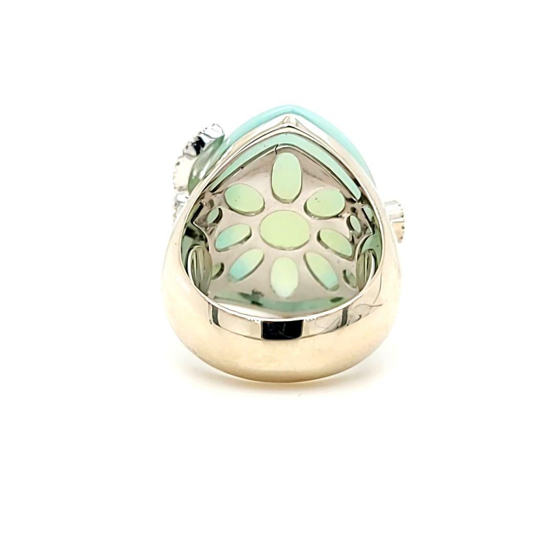 Women's or Men's Enormous Chalcedony and Diamond Domed Cocktail Ring in White Gold For Sale