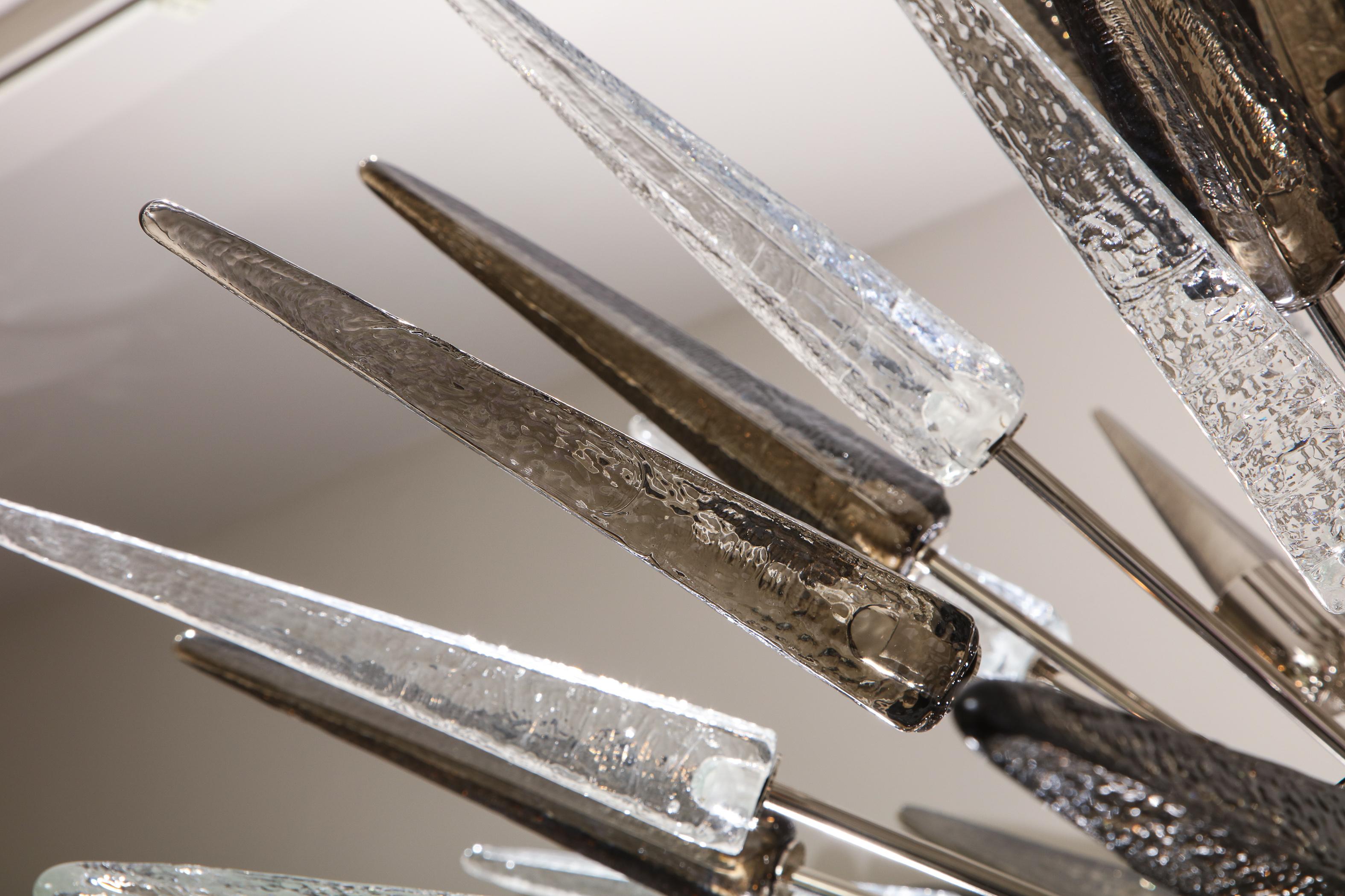 Enorme lampadario Sputnik in vetro di Murano trasparente e fumè in vendita 4