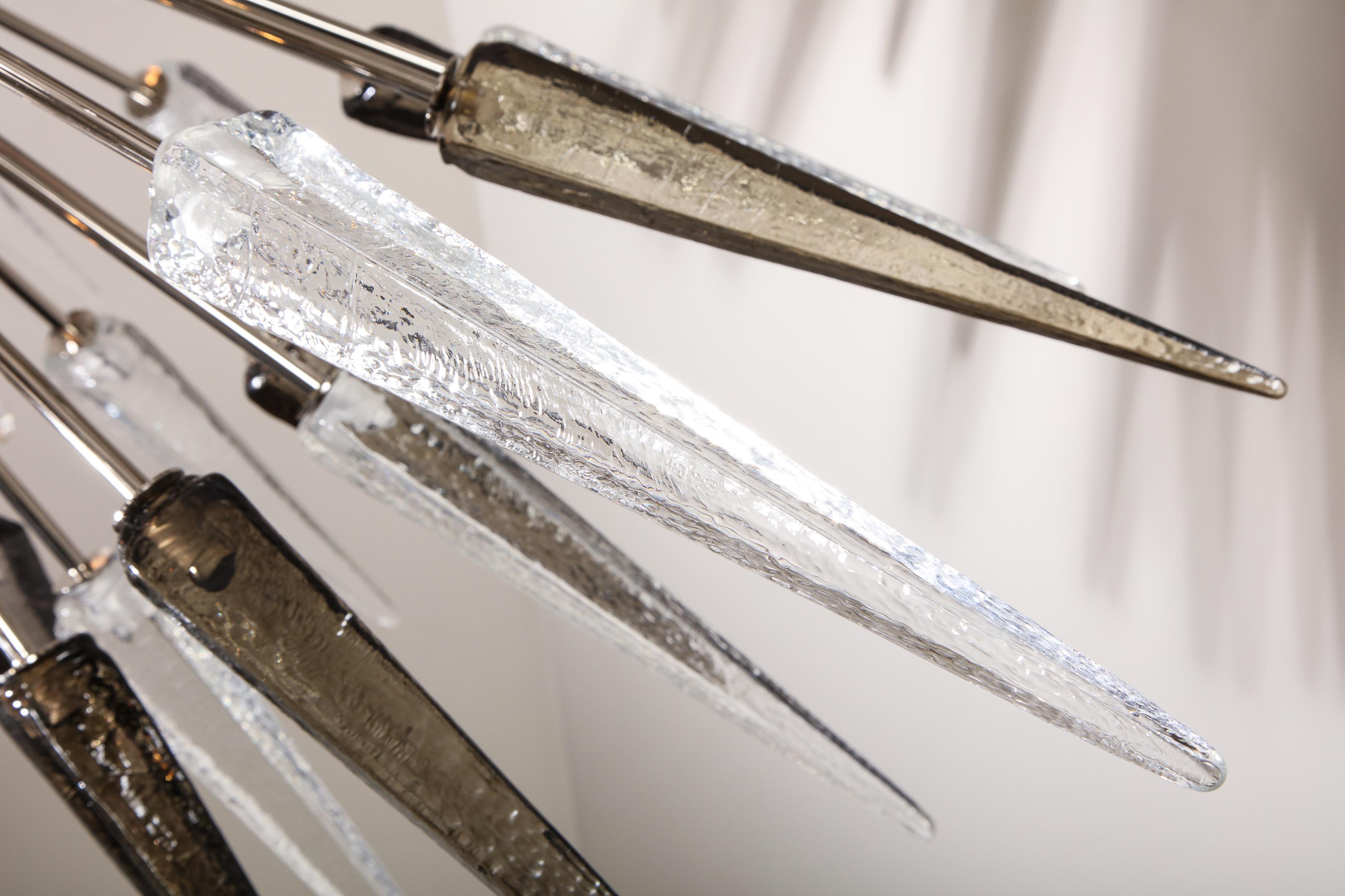 Enorme lampadario Sputnik in vetro di Murano trasparente e fumè in vendita 5