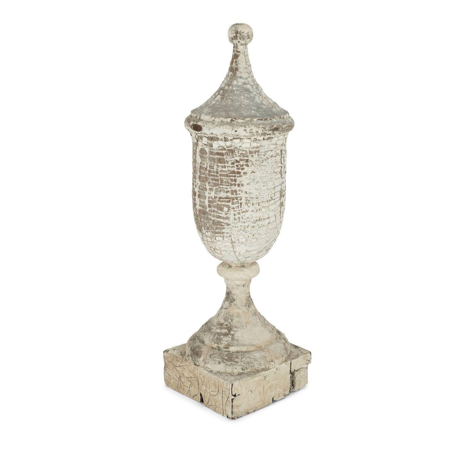 Enormous decorative architectural finial in early white paint, circa 1840-1880 (Look at last picture for idea of scale).

Note: Regional differences in humidity and climate during shipping may cause antique and vintage wood to shrink and/or split