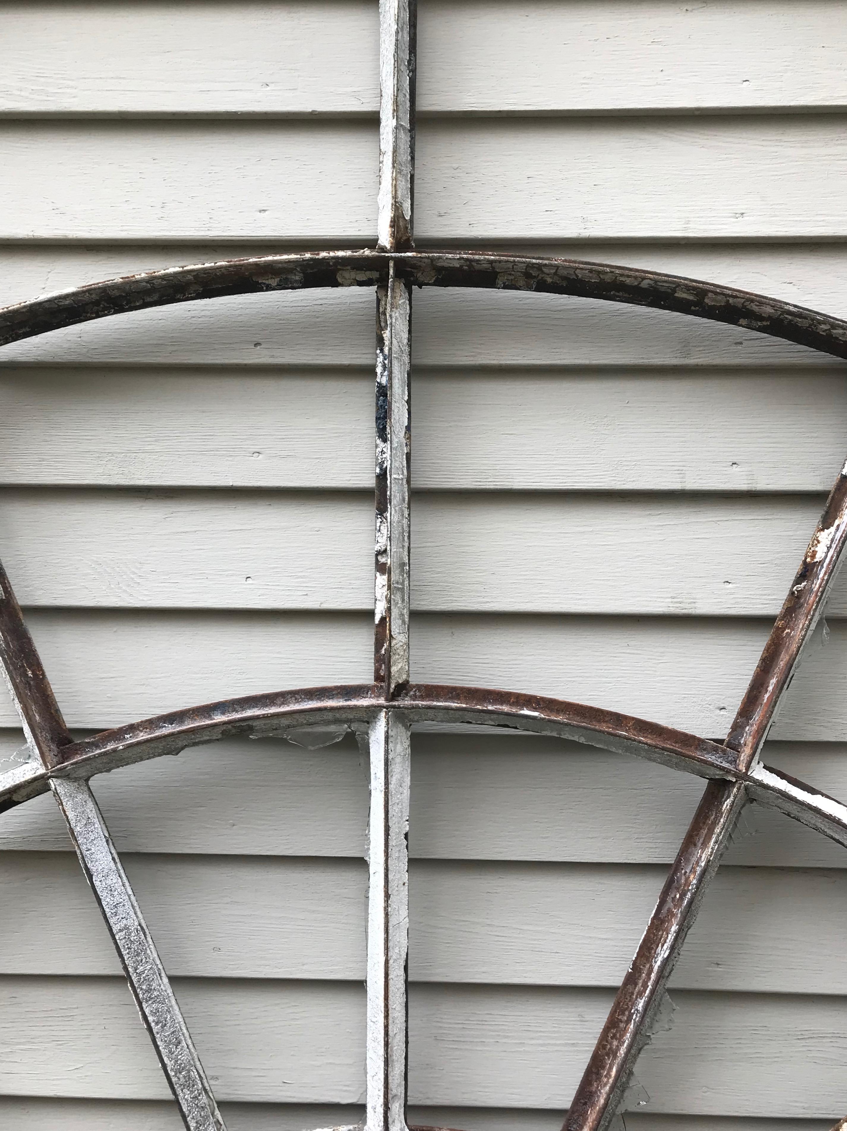 Enormous French 19th Century Wrought Iron Demilune Window Frame/Mirror/Trellis 10