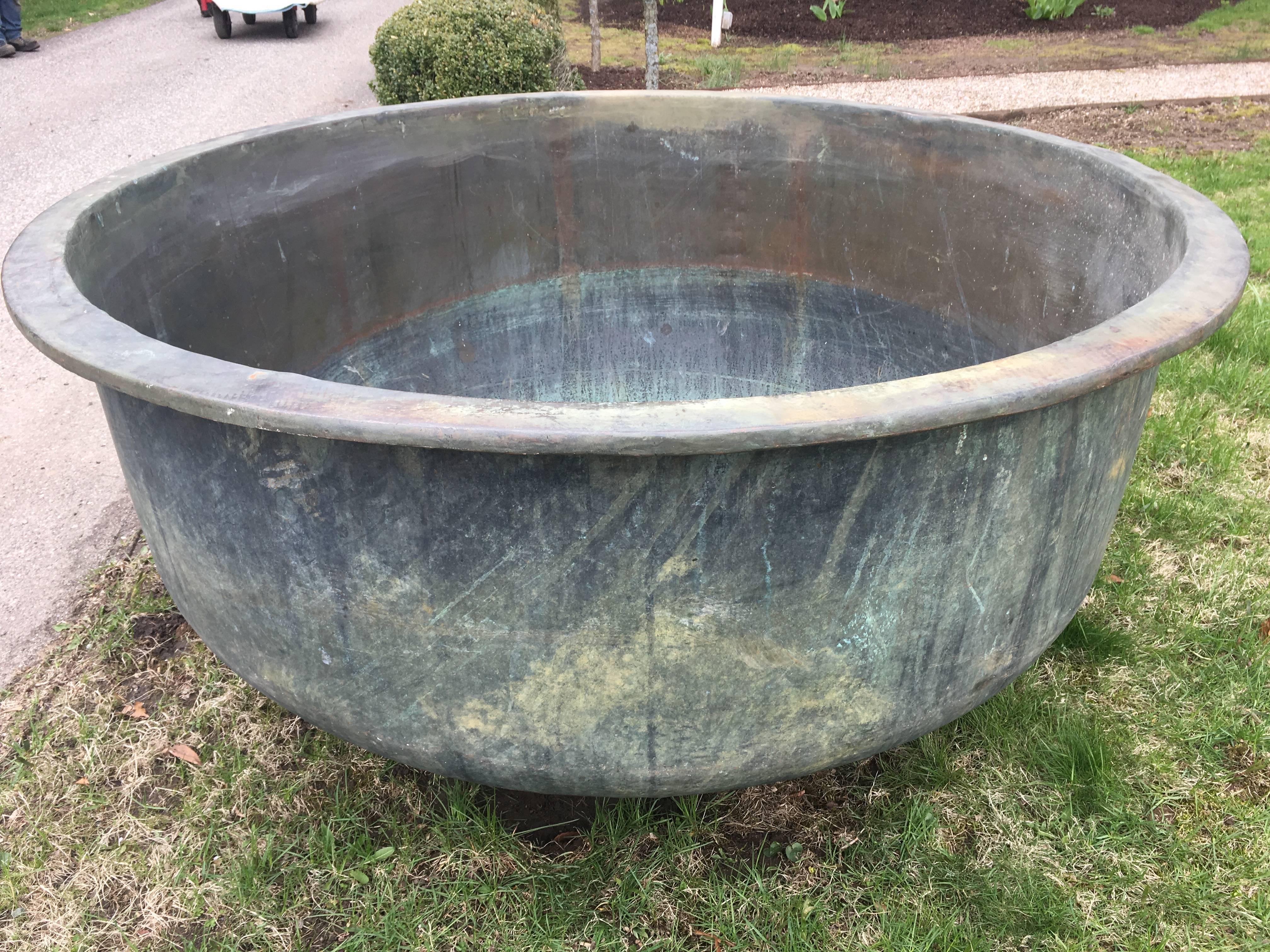 Rustic Enormous French Copper Cheese Vat Fountain/Planter/Bathtub