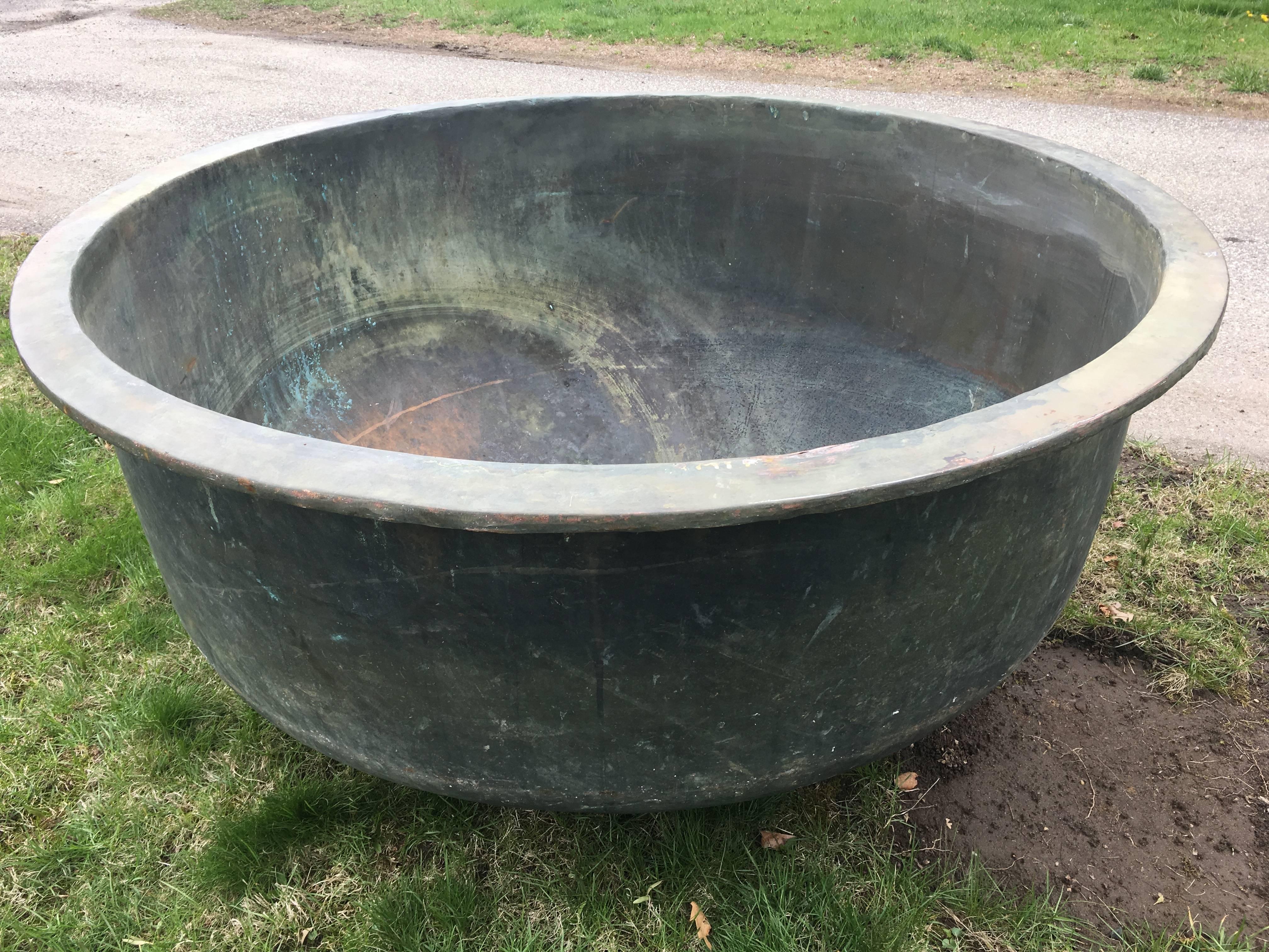 Enormous French Copper Cheese Vat Fountain/Planter/Bathtub In Good Condition In Woodbury, CT