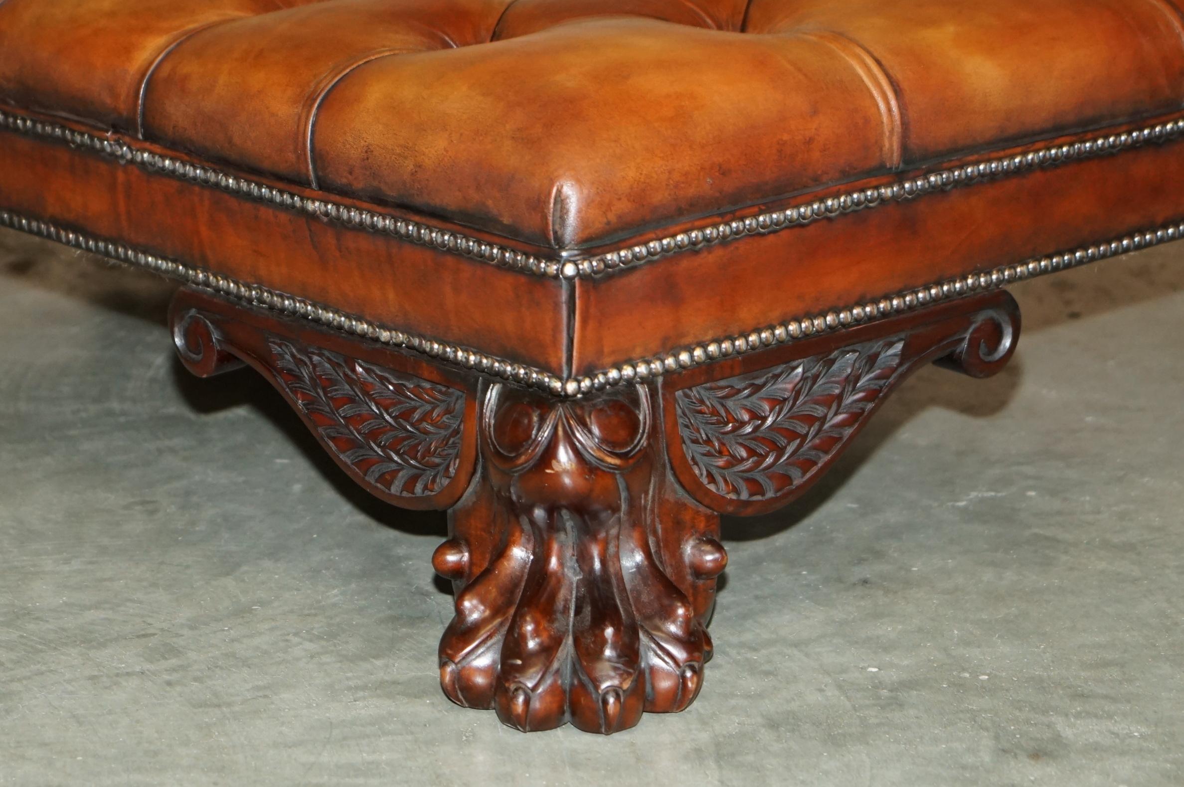ENORMOUS FullY RESTORED BROWN LEATHER CHESTERFiELD TUFTED HEARTH FOOTSTOOL im Angebot 6