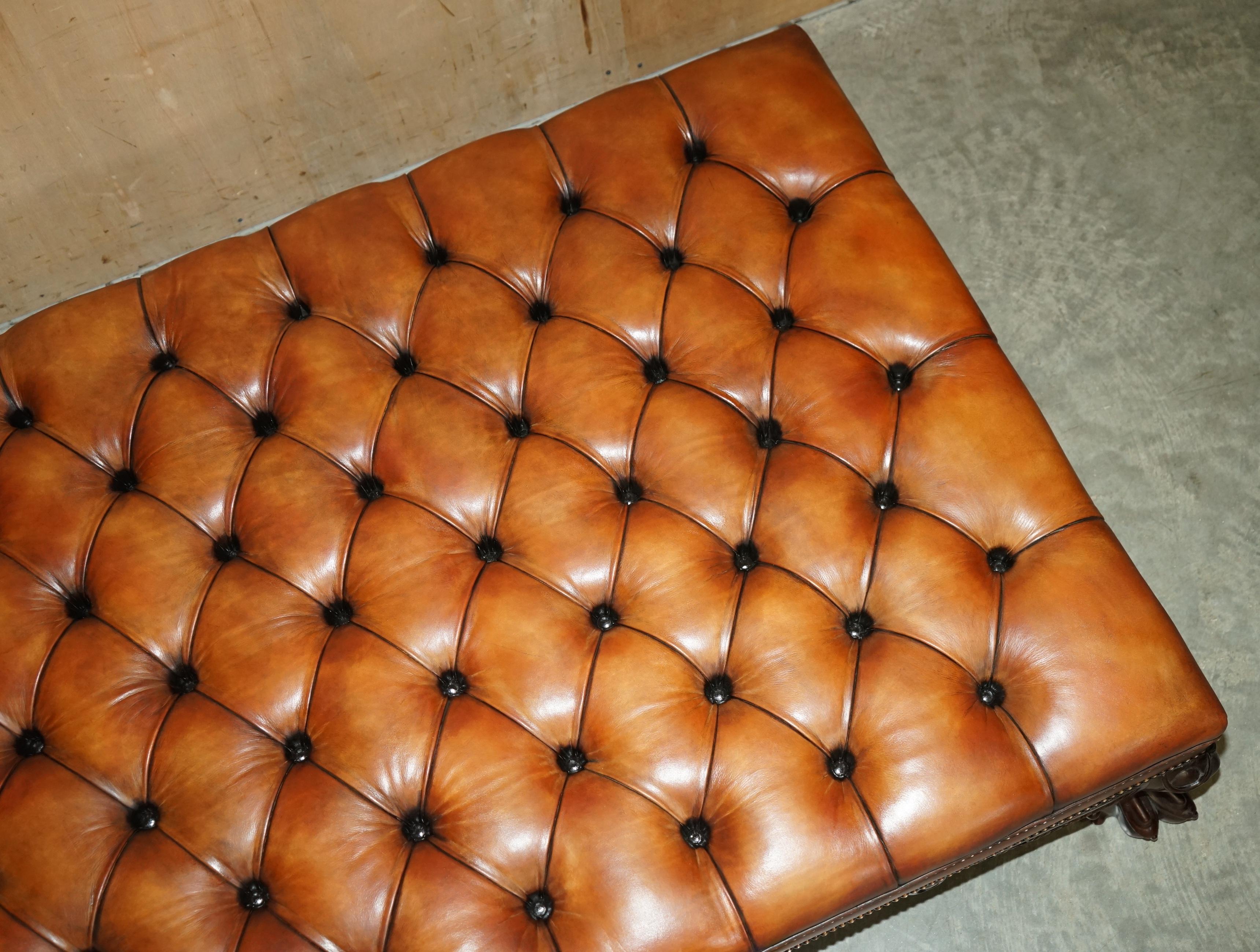 ENORMOUS FullY RESTORED BROWN LEATHER CHESTERFiELD TUFTED HEARTH FOOTSTOOL im Angebot 1