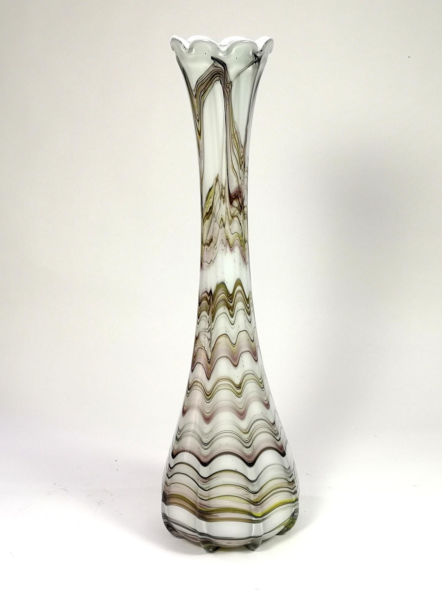 Bohemian Enormous Hand Made Glass Vase, 1970's For Sale