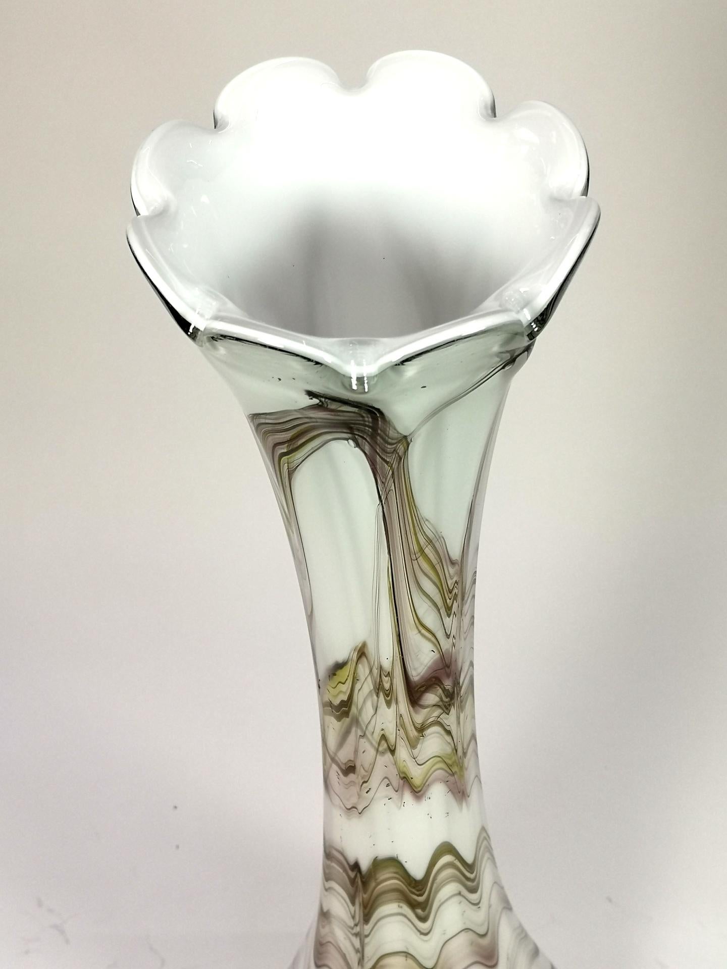 Czech Enormous Hand Made Glass Vase, 1970's For Sale