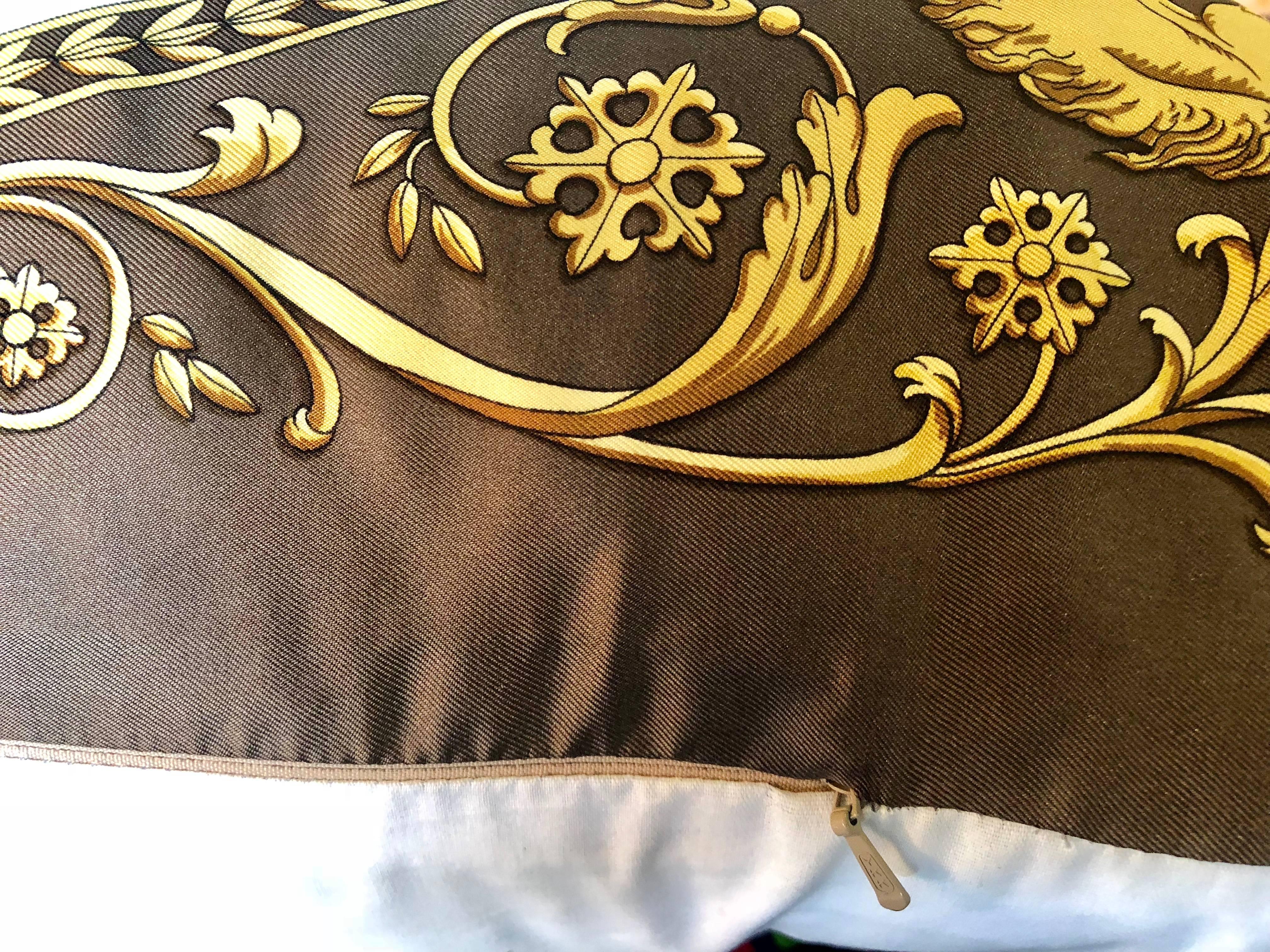 French Enormous Hermes 'La Promenade De Longchamps' Overstuffed Silk Pillow