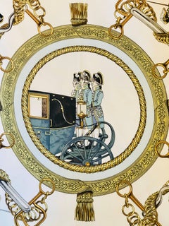 Hermès, Hollywood Regency Style, Large Square Pillow, Vintage Silk Scarf, 1990s