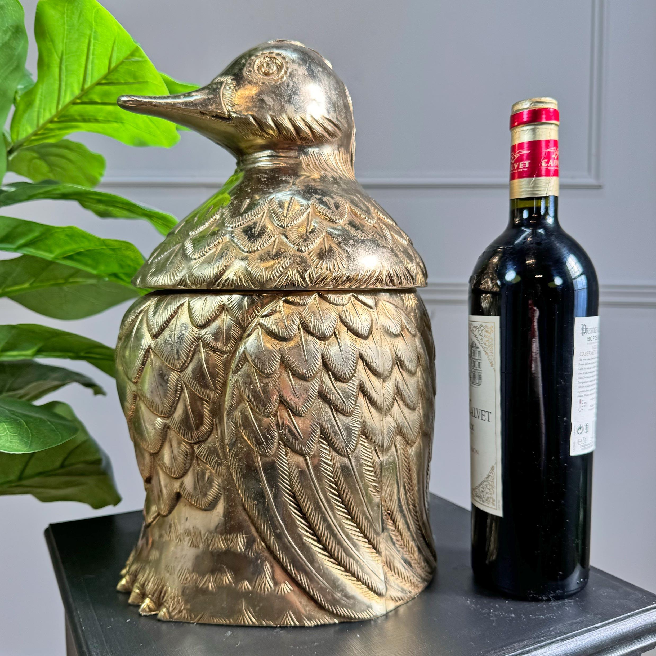 Mid-Century Modern Enorme seau à champagne Mauro Manetti Gold Duck en vente