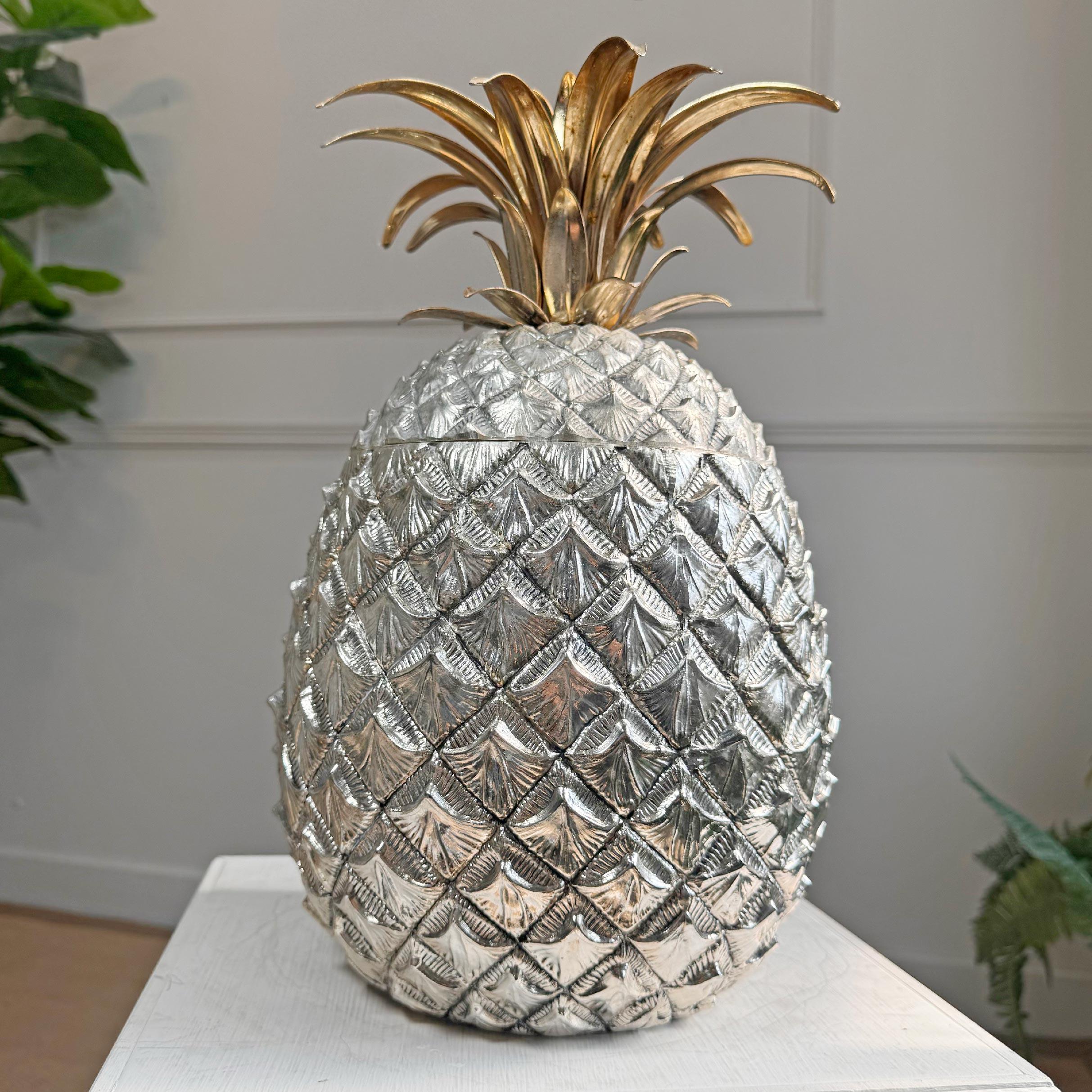 Enorme Mauro Manetti-Champagnerkübel aus Silber und vergoldeter Ananas im Angebot 3